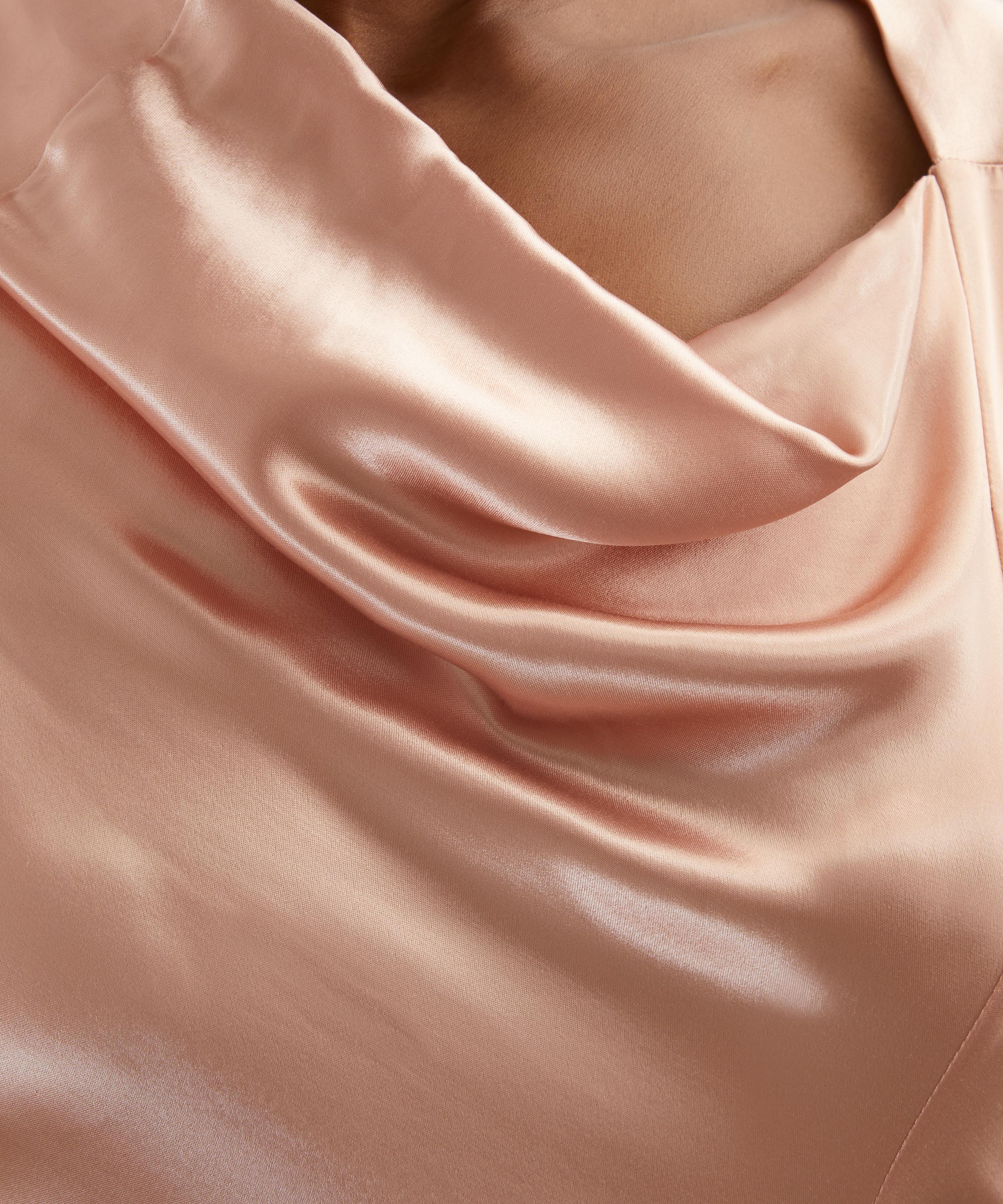 Alberta Ferretti - Pink Asymmetrical Long Satin Dress image number 4