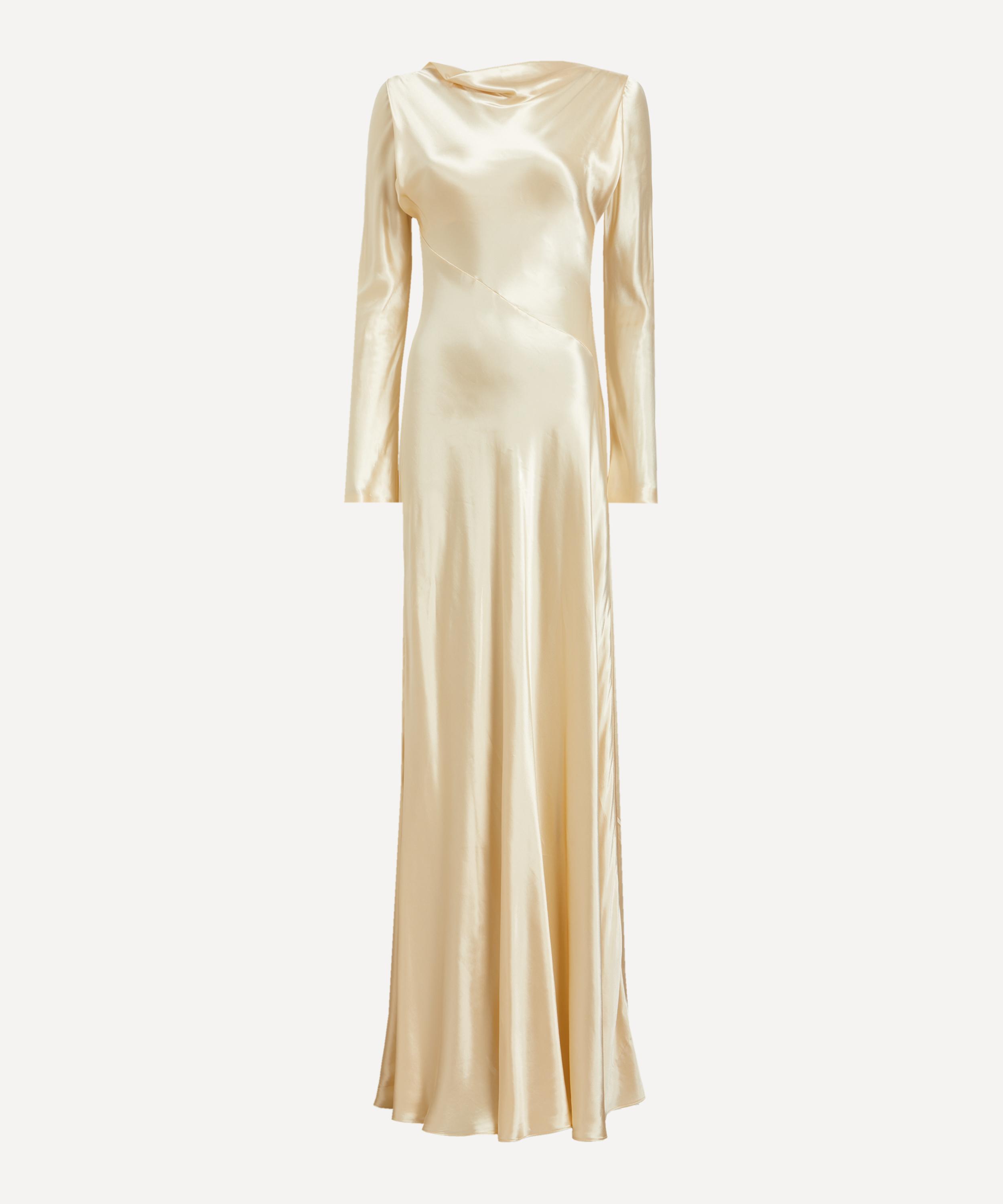 Alberta Ferretti - Cream Yellow Glossy Satin Dress