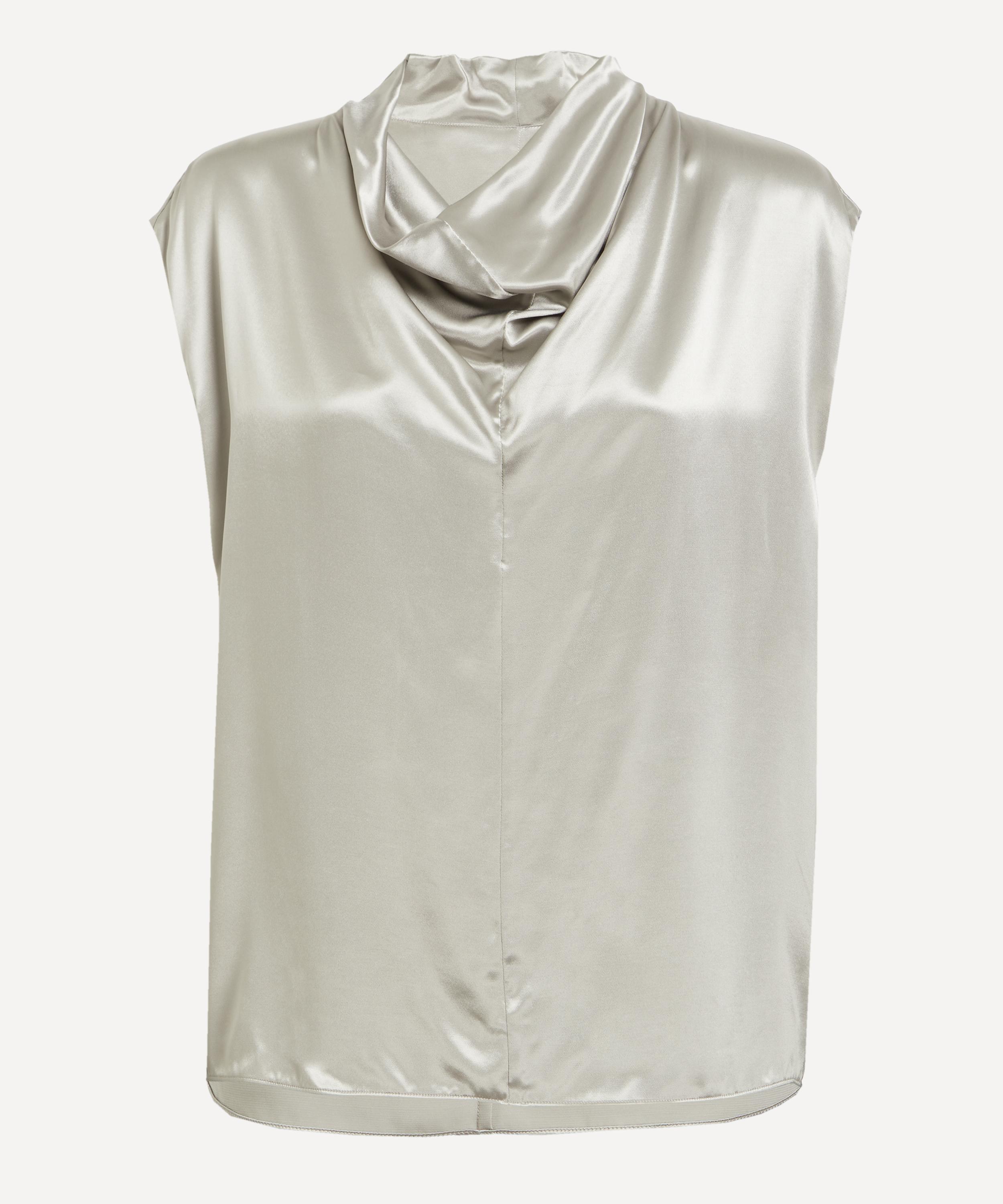 Alberta Ferretti - Light Grey Glossy Satin Top