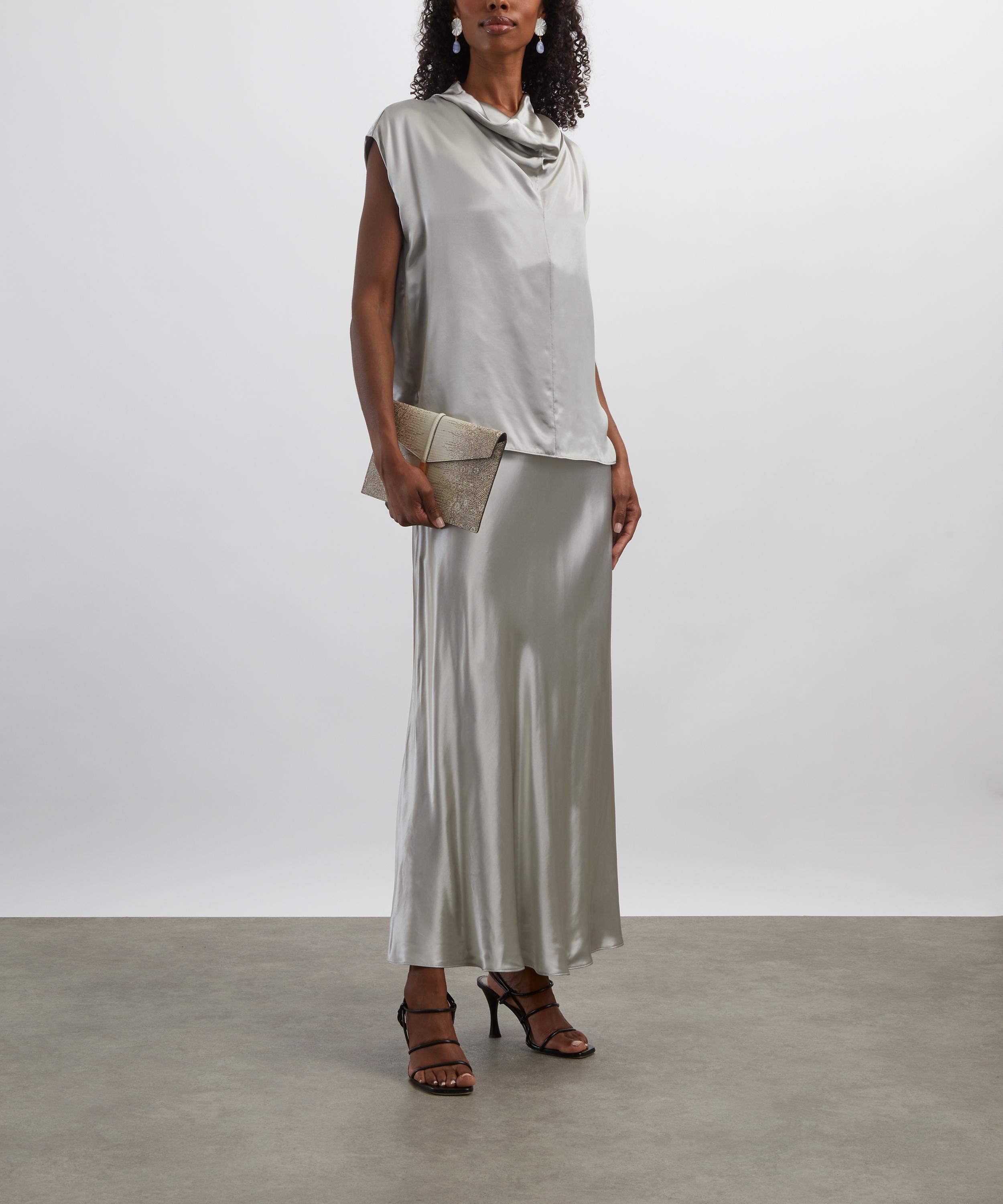 Alberta Ferretti - Light Grey Glossy Satin Top image number 1
