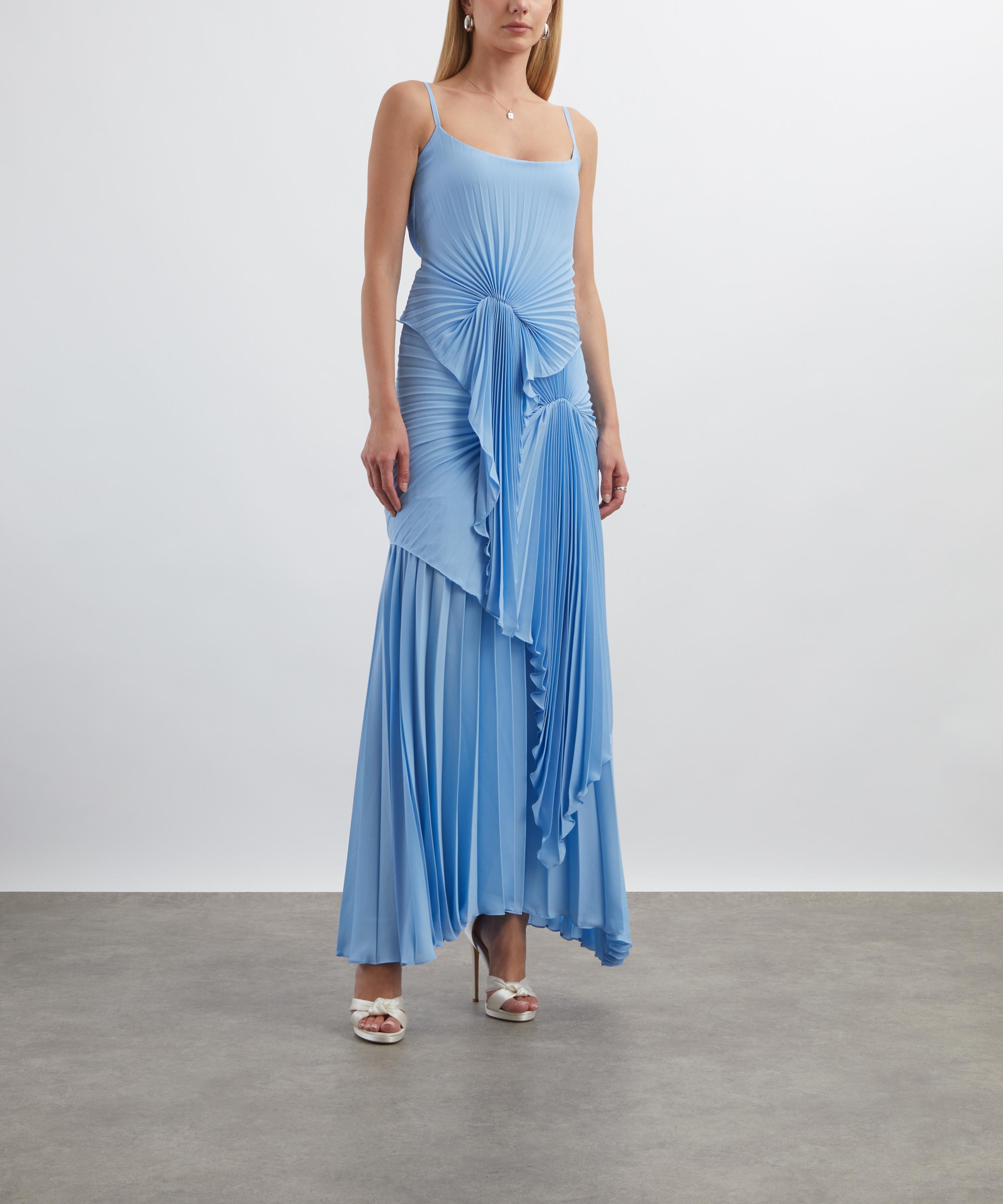 Georgia Hardinge - Blue Torrent Pleated Floor-Length Dress image number 2
