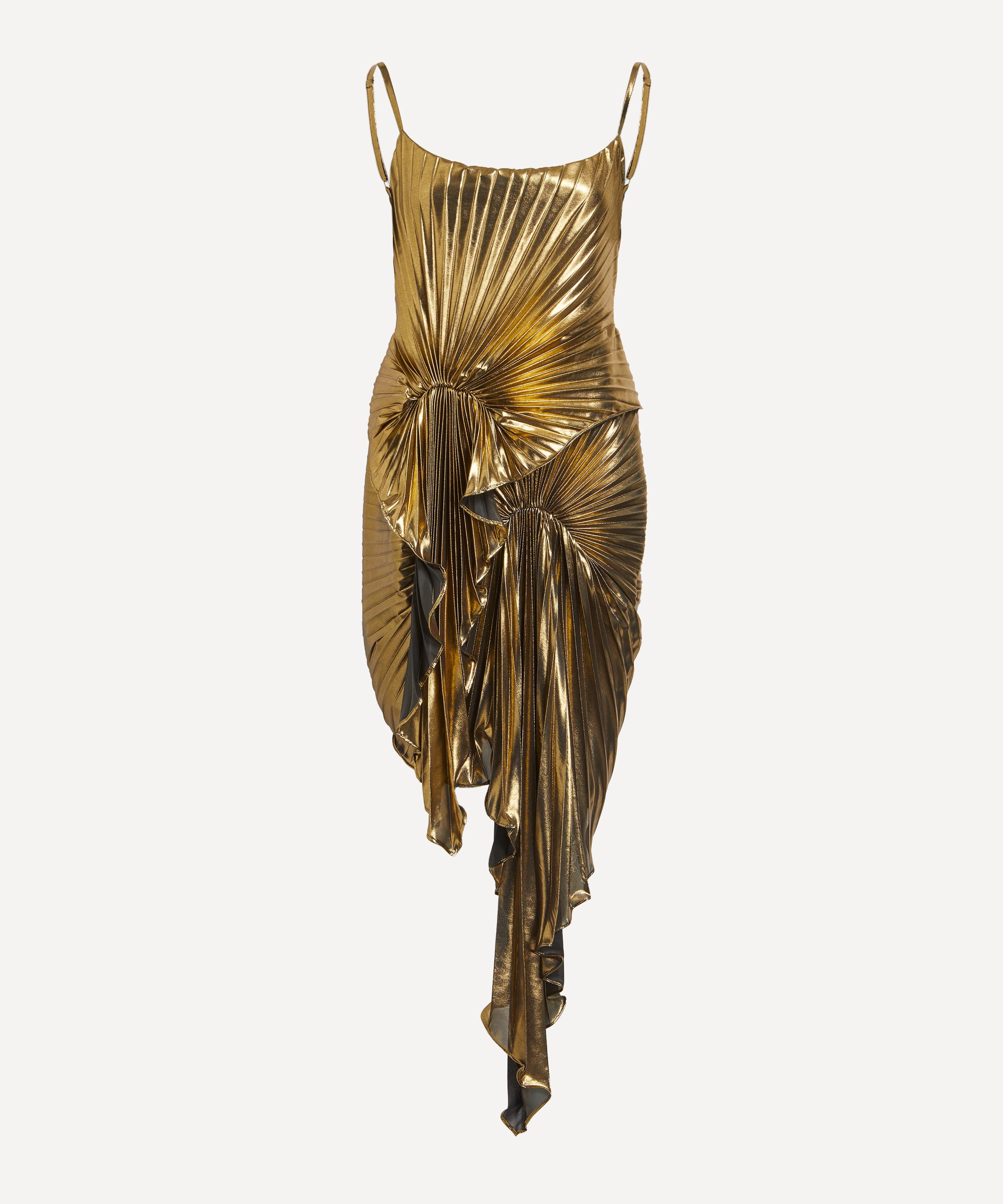 Georgia Hardinge - Metallic Gold Torrent Pleated Dress image number 0