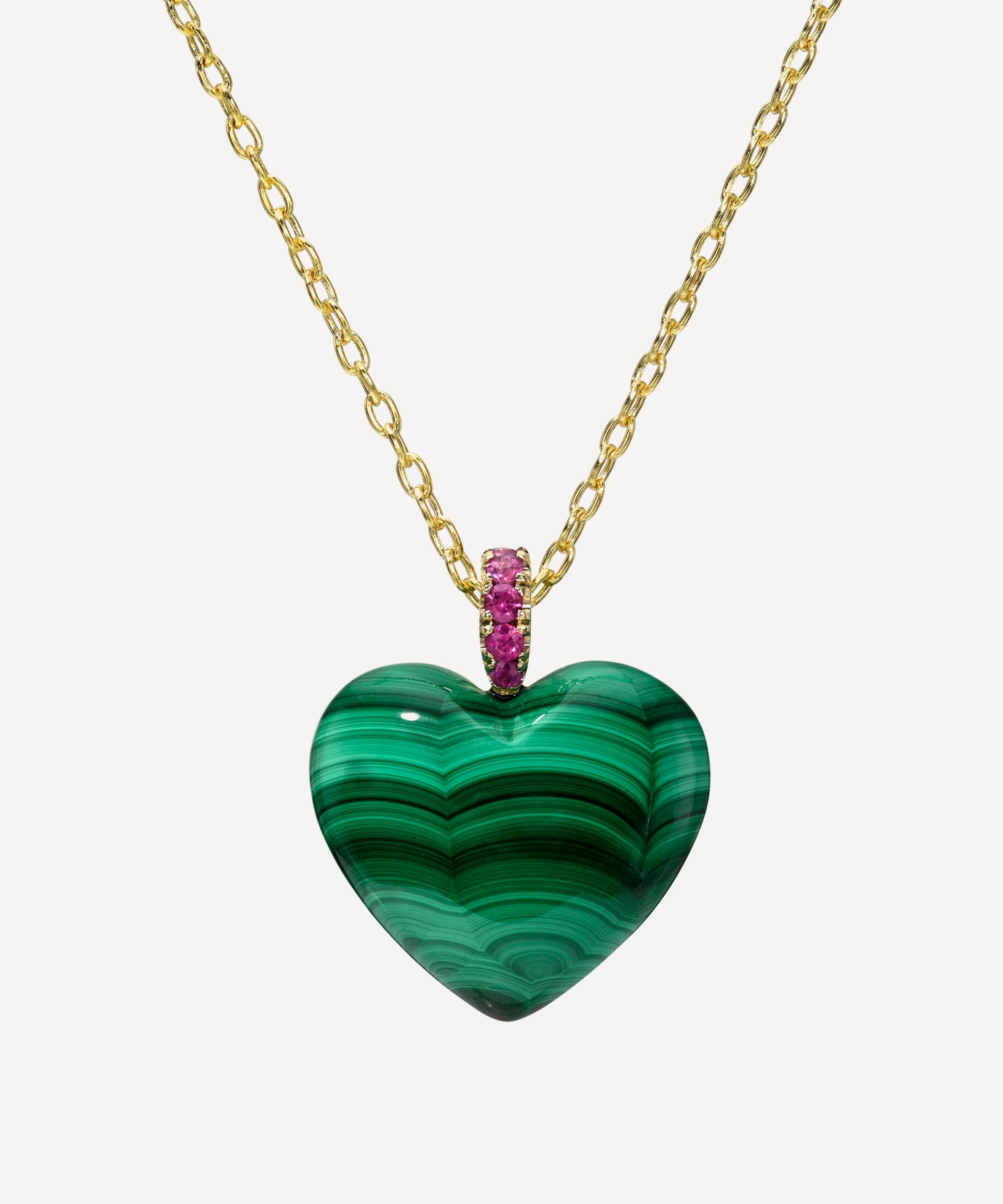 Rachel Quinn - Malachite Heart Dollop Pendant Necklace image number 0