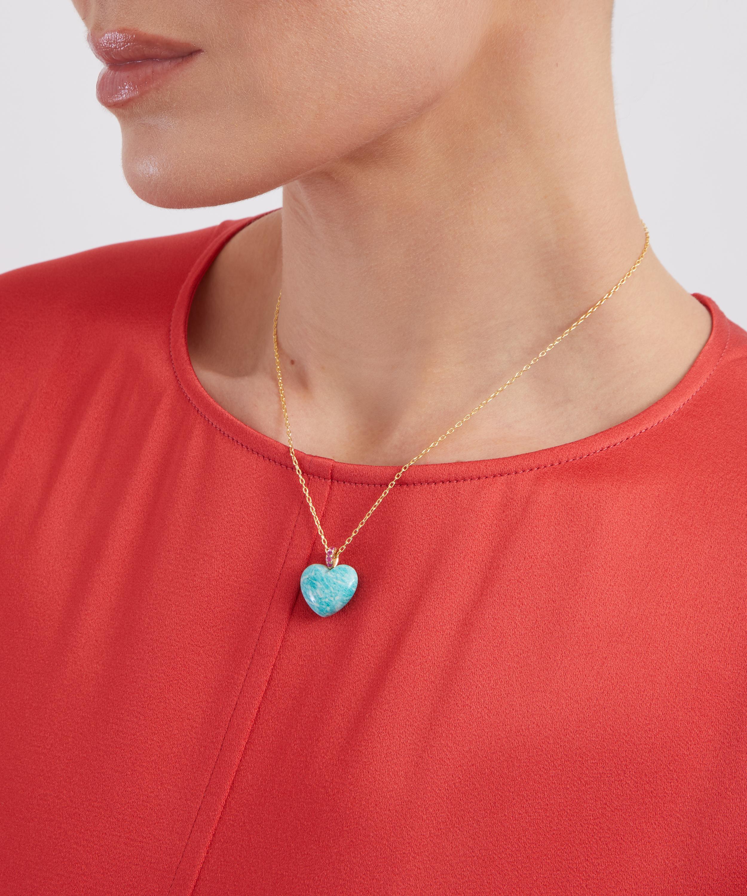 Rachel Quinn - Amazonite Heart Dollop Pendant Necklace image number 1