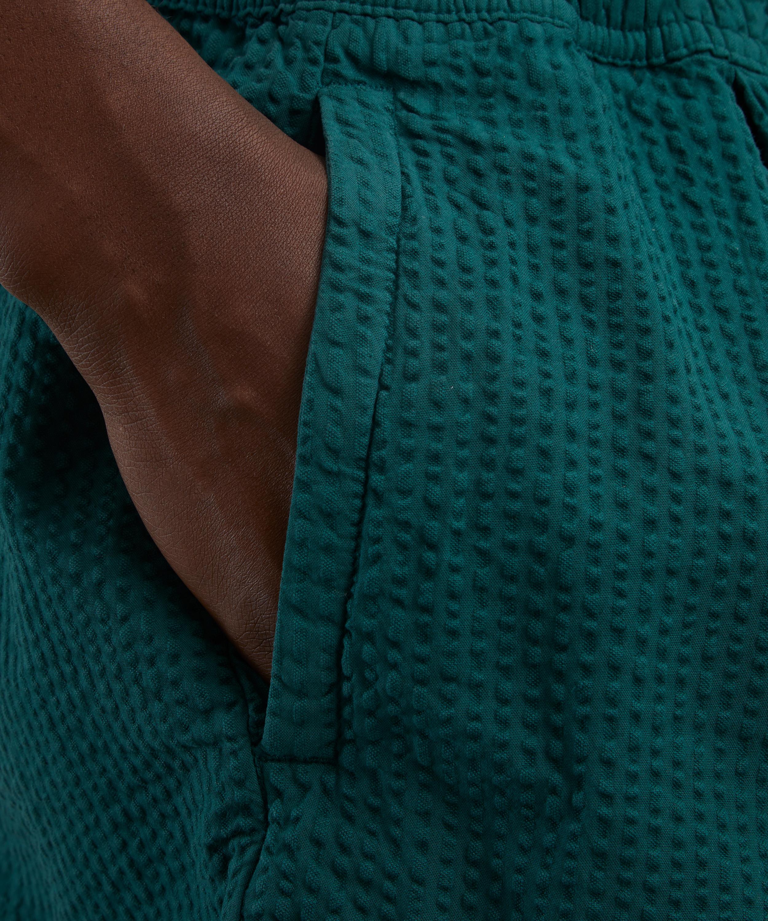 Wax London - Fuller Forest Green Cotton Seersucker Shorts image number 4