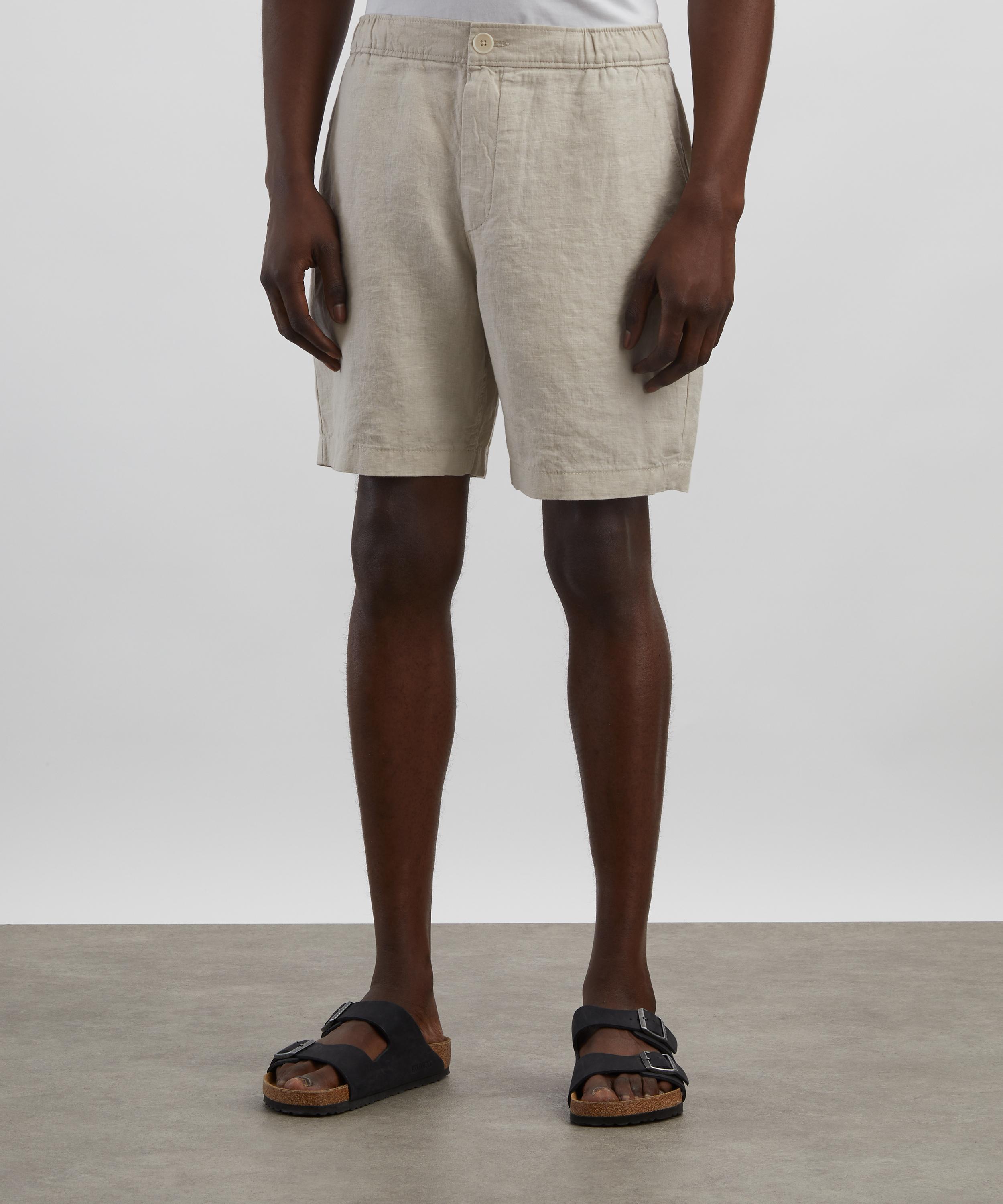 Wax London - Kurt Washed Beige Linen Shorts image number 2