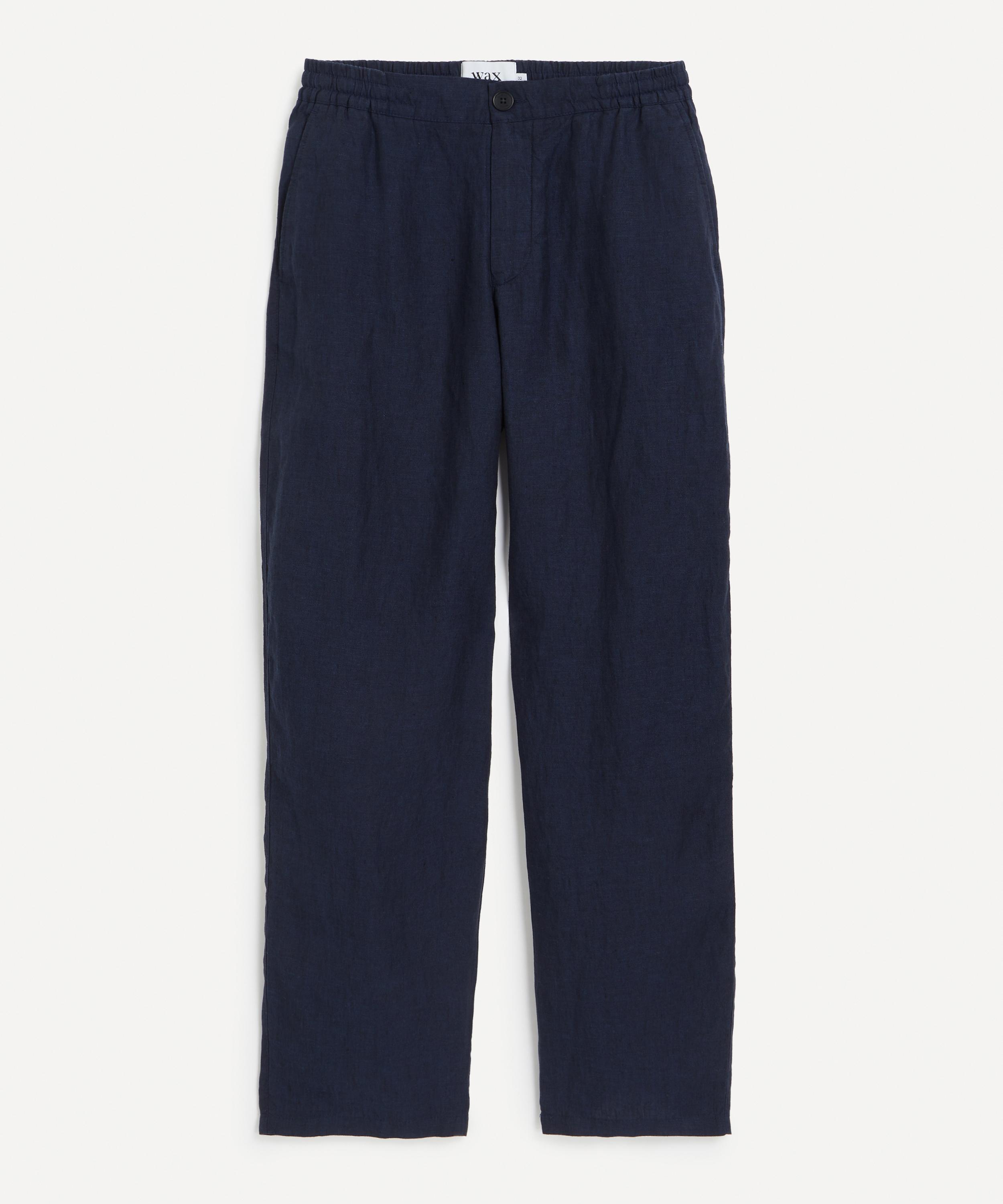 Wax London - Glencoe Navy Two-Tone Linen Trousers image number 0