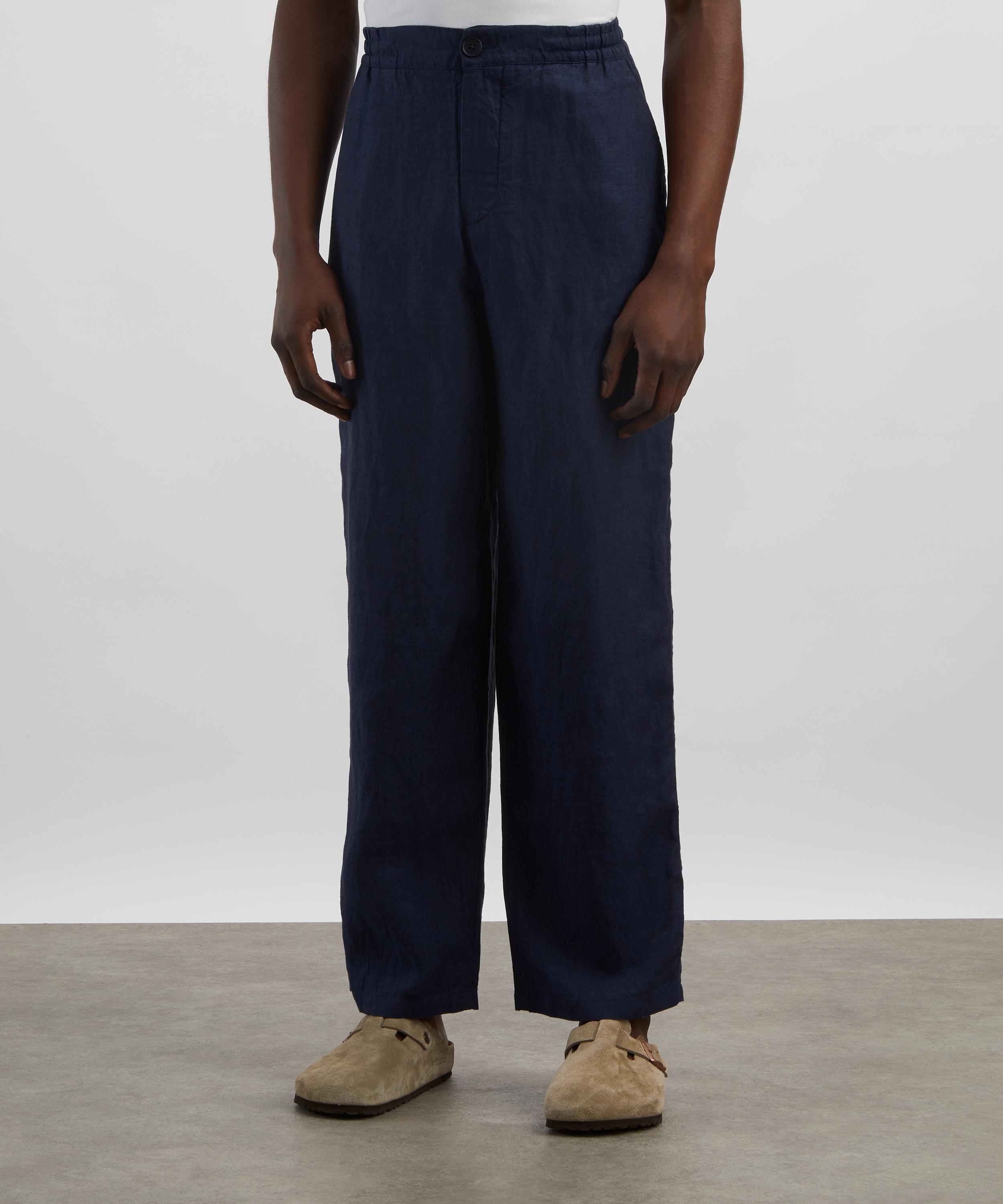 Wax London - Glencoe Navy Two-Tone Linen Trousers image number 2