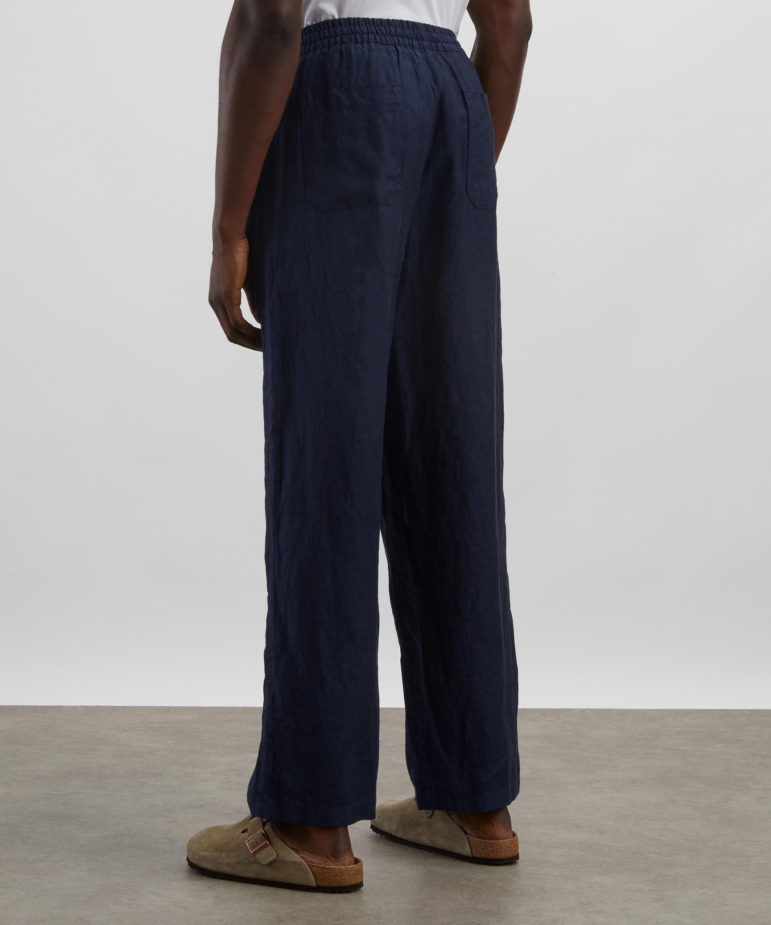Wax London - Glencoe Navy Two-Tone Linen Trousers image number 3