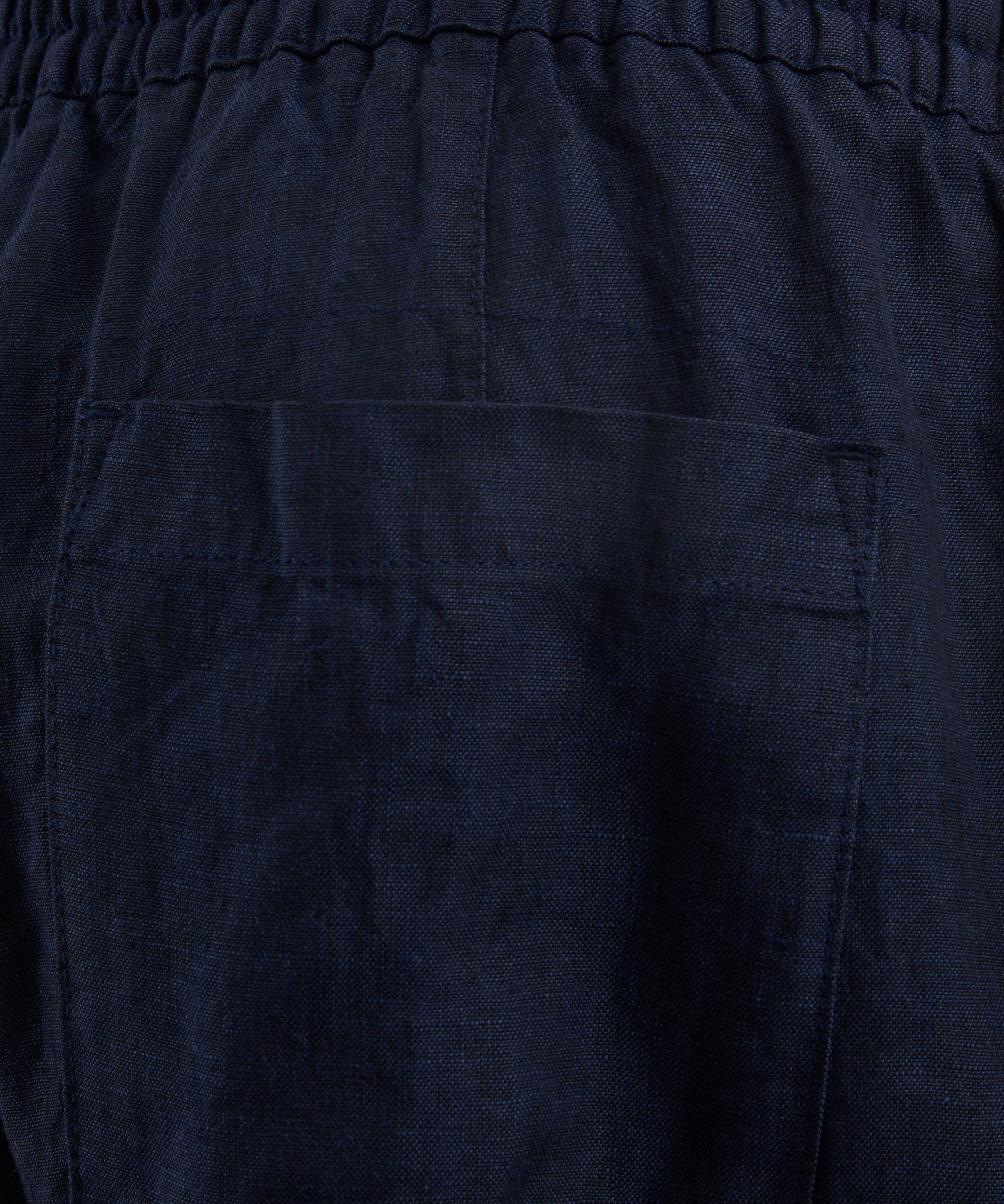Wax London - Glencoe Navy Two-Tone Linen Trousers image number 4