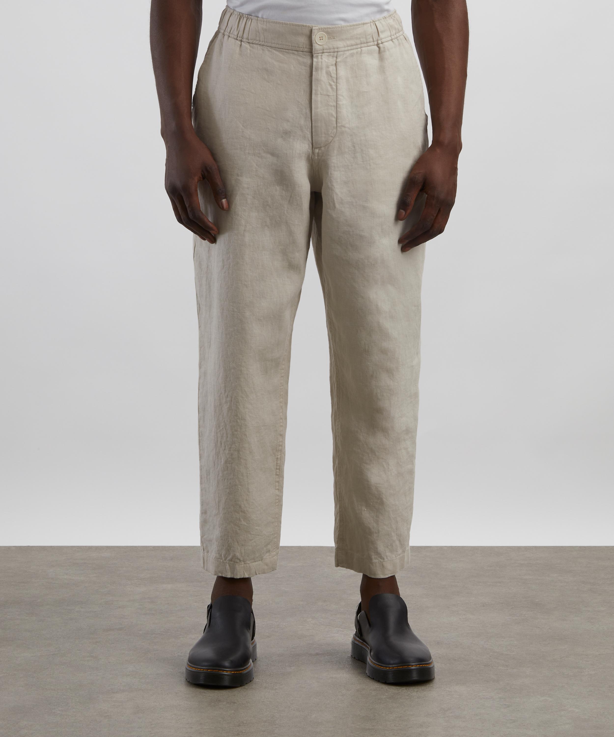 Wax London - Kurt Washed Beige Linen Trousers image number 2