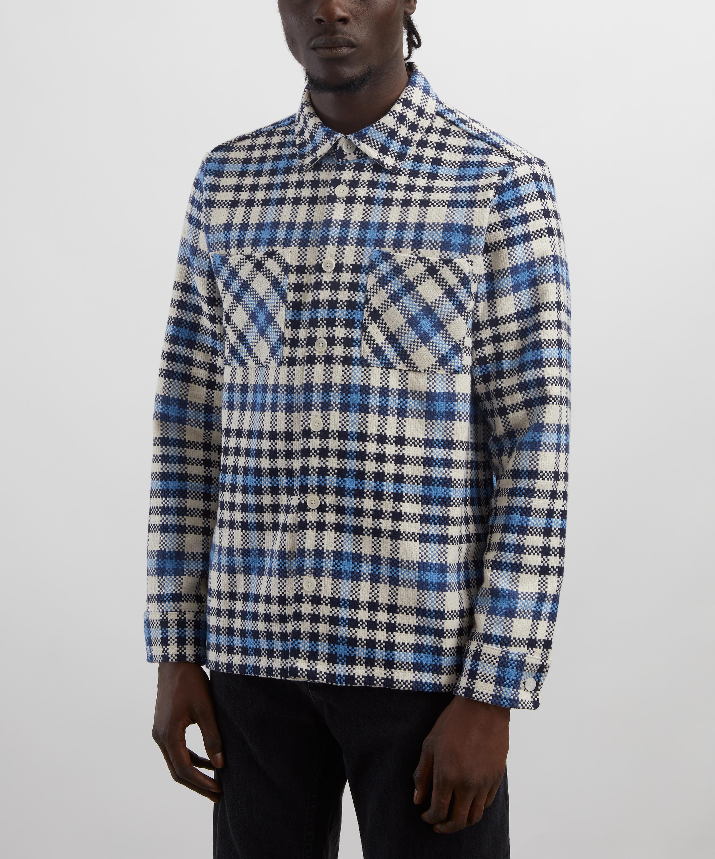 Wax London - Whiting Ecru-Blue Strand Check Overshirt image number 2