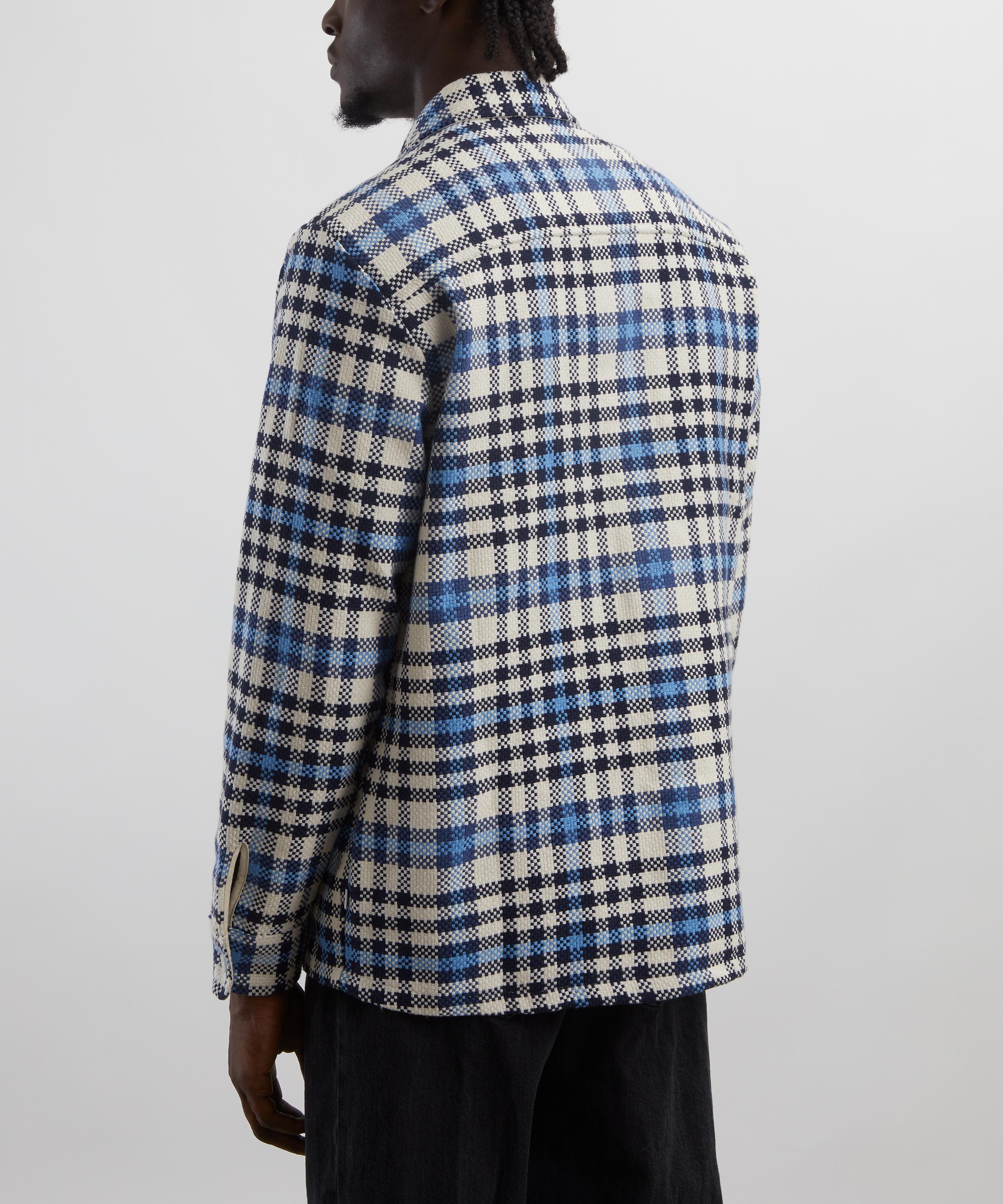 Wax London - Whiting Ecru-Blue Strand Check Overshirt image number 3