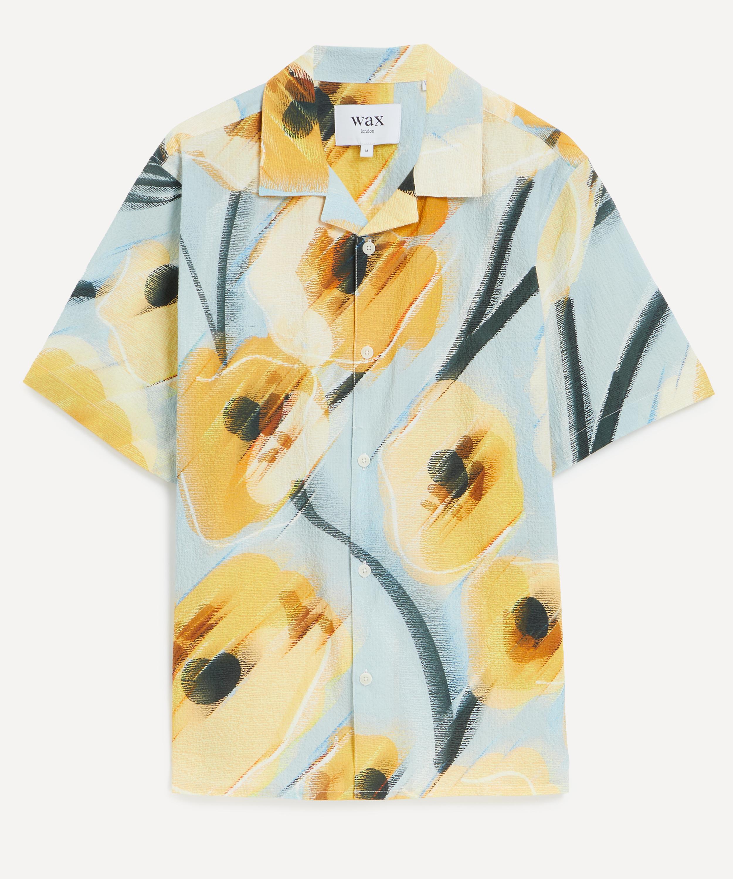 Wax London - Didcot Blue and Yellow Abstract Poppy Short-Sleeve Shirt image number 0