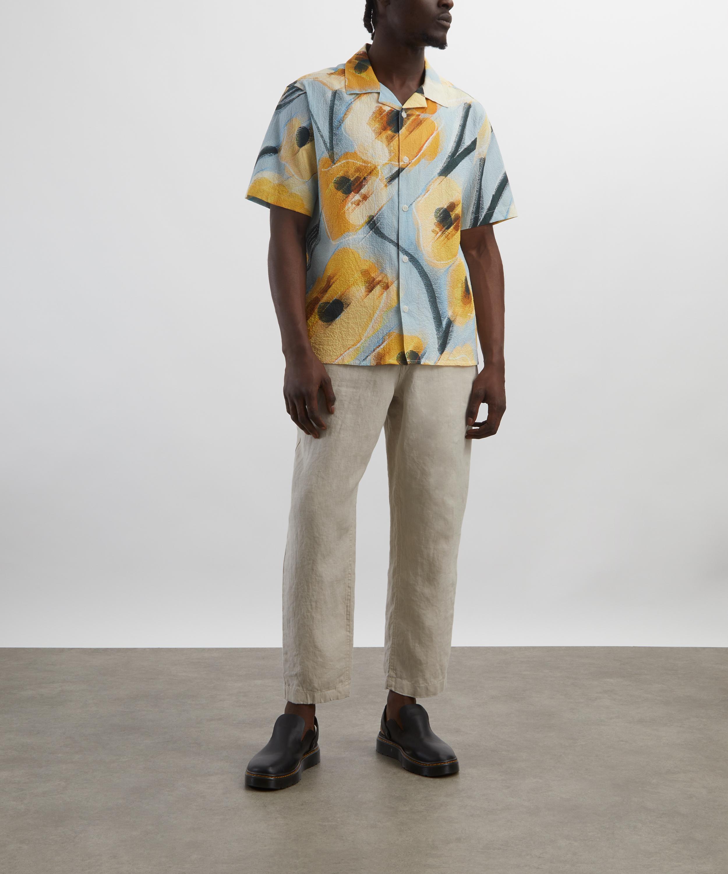 Wax London - Didcot Blue and Yellow Abstract Poppy Short-Sleeve Shirt image number 1