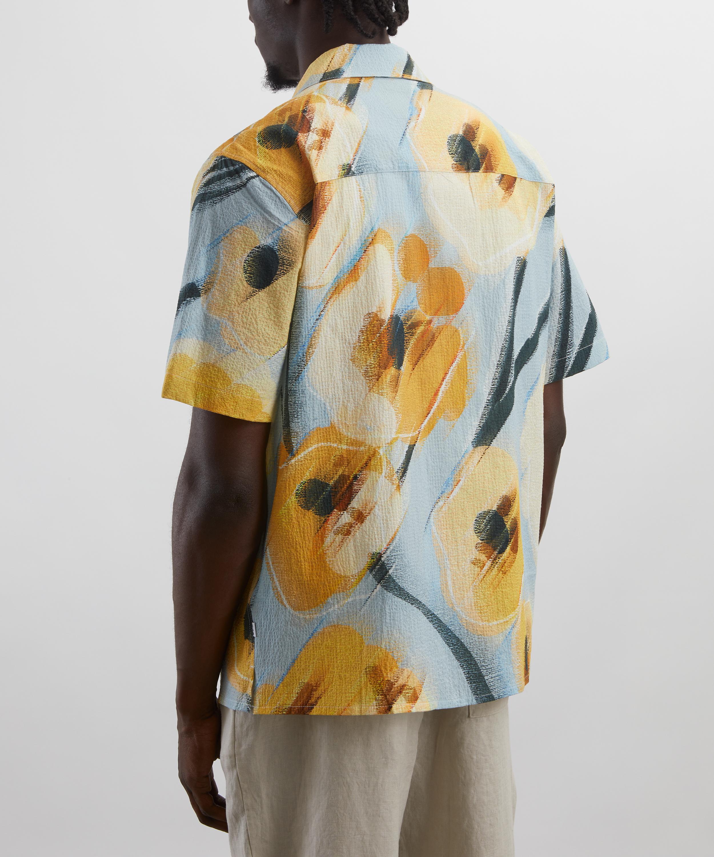 Wax London - Didcot Blue and Yellow Abstract Poppy Short-Sleeve Shirt image number 3