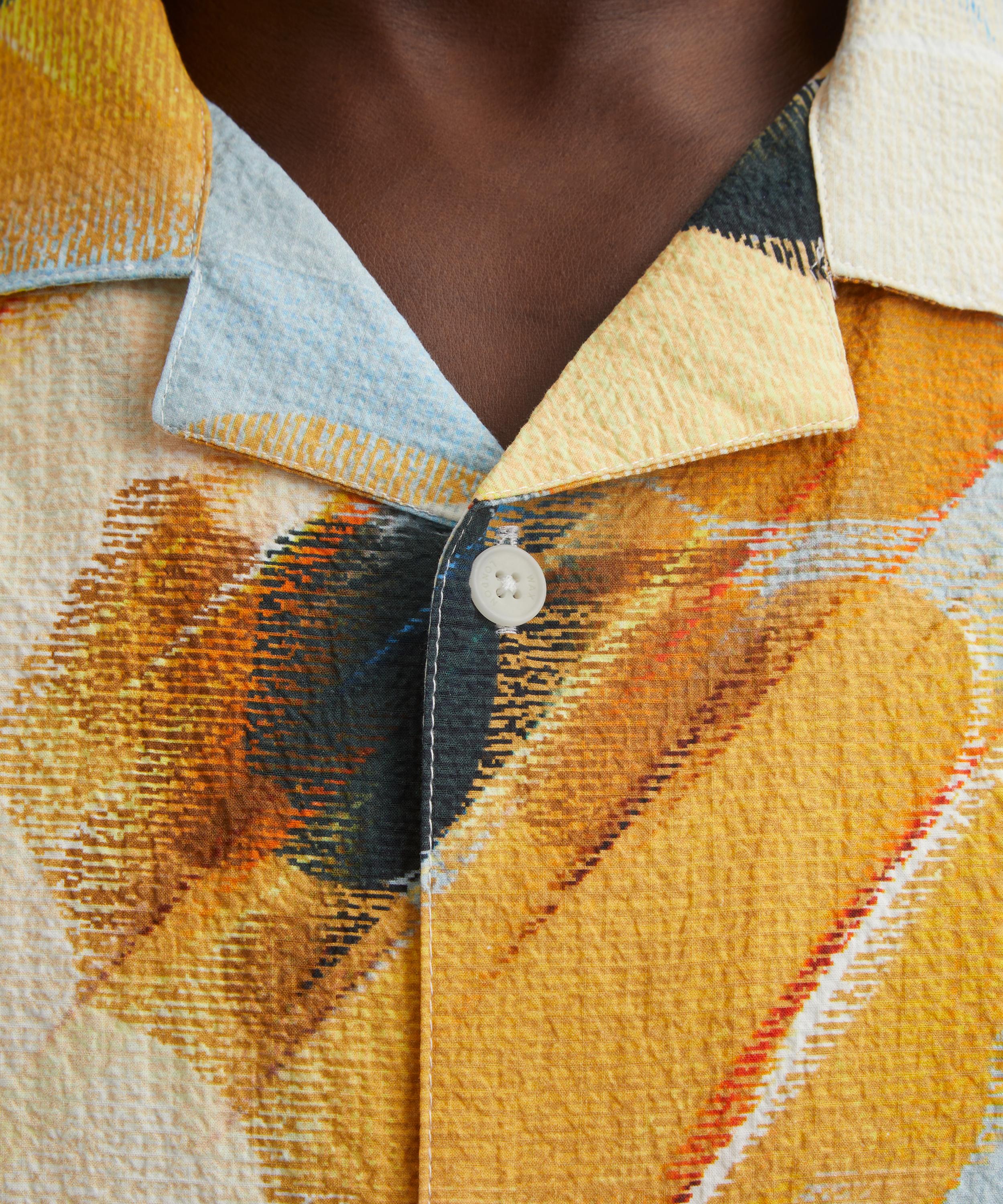 Wax London - Didcot Blue and Yellow Abstract Poppy Short-Sleeve Shirt image number 4