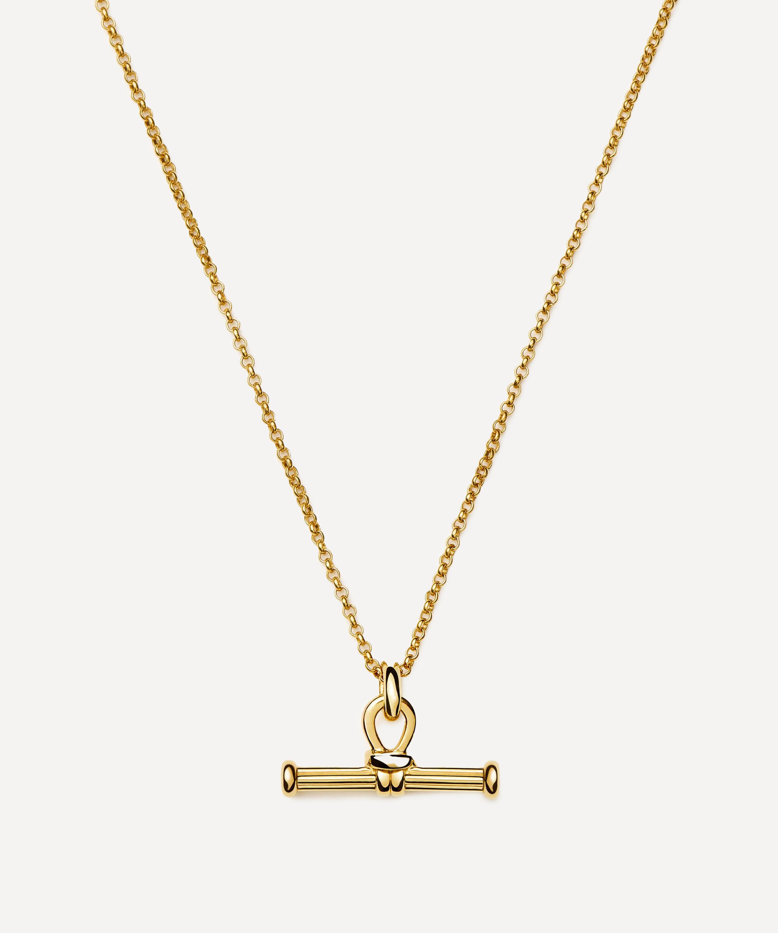 Missoma - 18ct Gold-Plated Ridge T-Bar Pendant Necklace image number 0