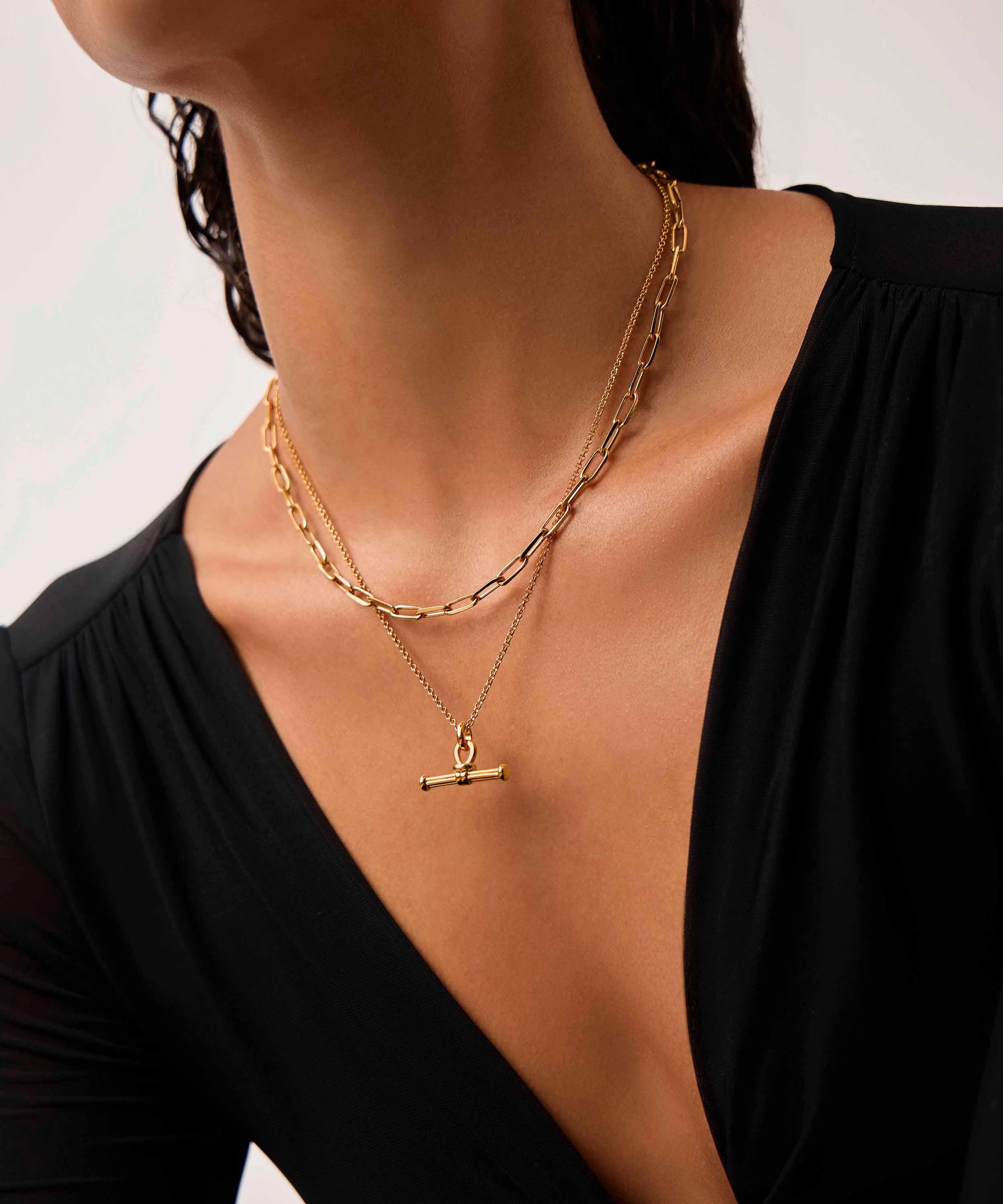 Missoma - 18ct Gold-Plated Ridge T-Bar Pendant Necklace image number 1