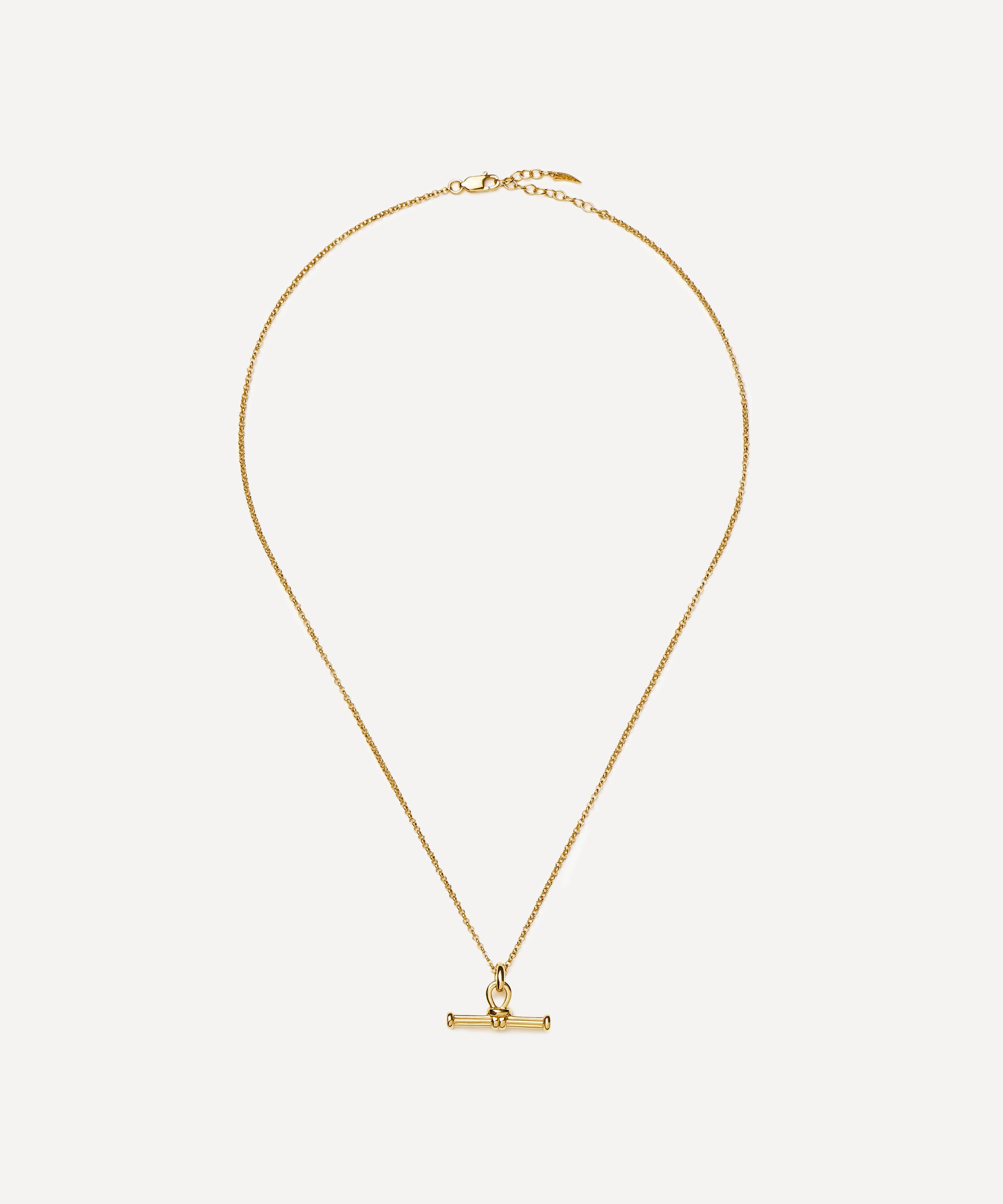 Missoma - 18ct Gold-Plated Ridge T-Bar Pendant Necklace image number 4