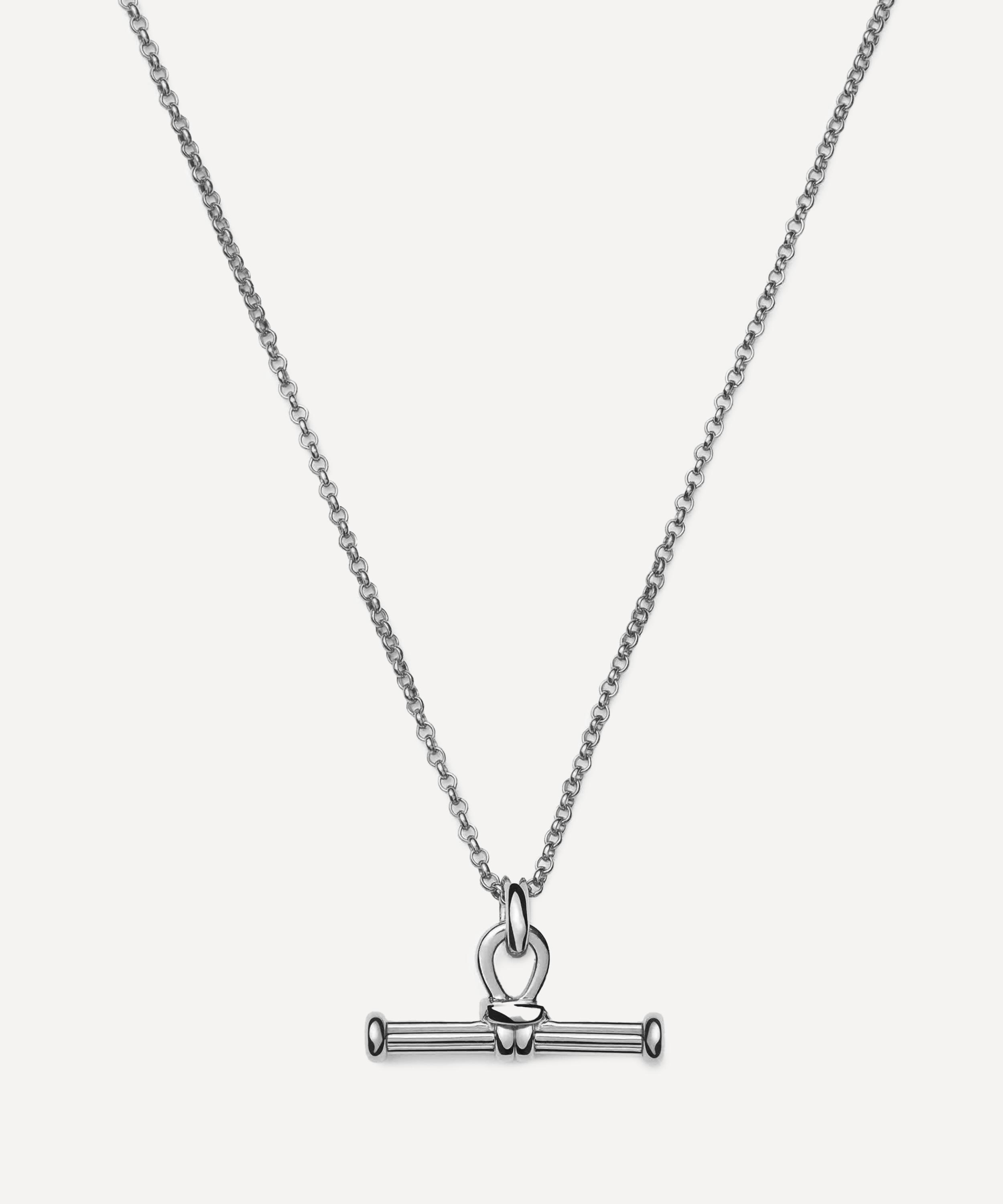 Missoma - Rhodium-Plated Ridge T-Bar Pendant Necklace image number 0