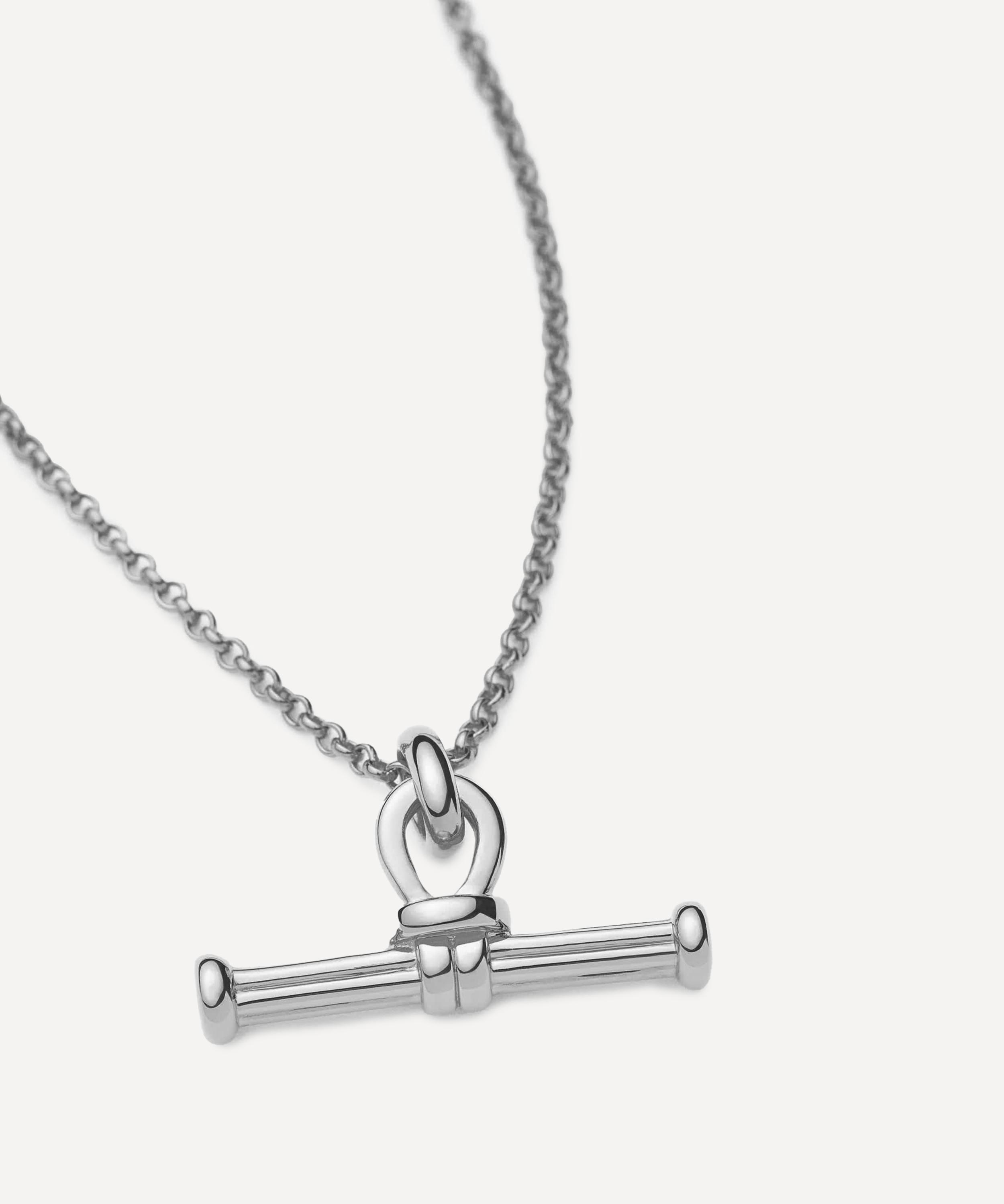 Missoma - Rhodium-Plated Ridge T-Bar Pendant Necklace image number 4