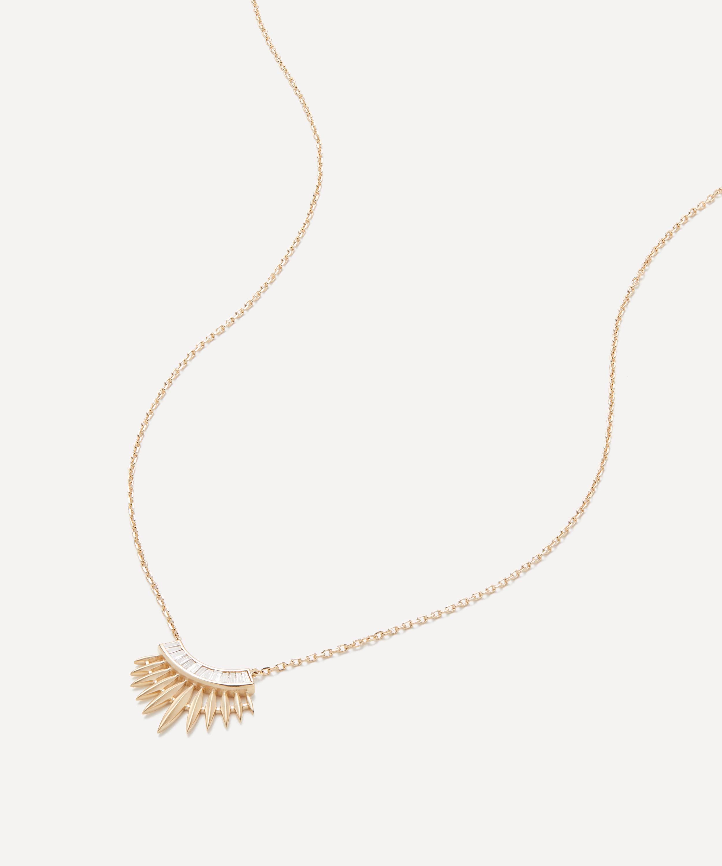 Celine Daoust - 14ct Gold Baguette Diamond Rising Sun Pendant Necklace image number 0