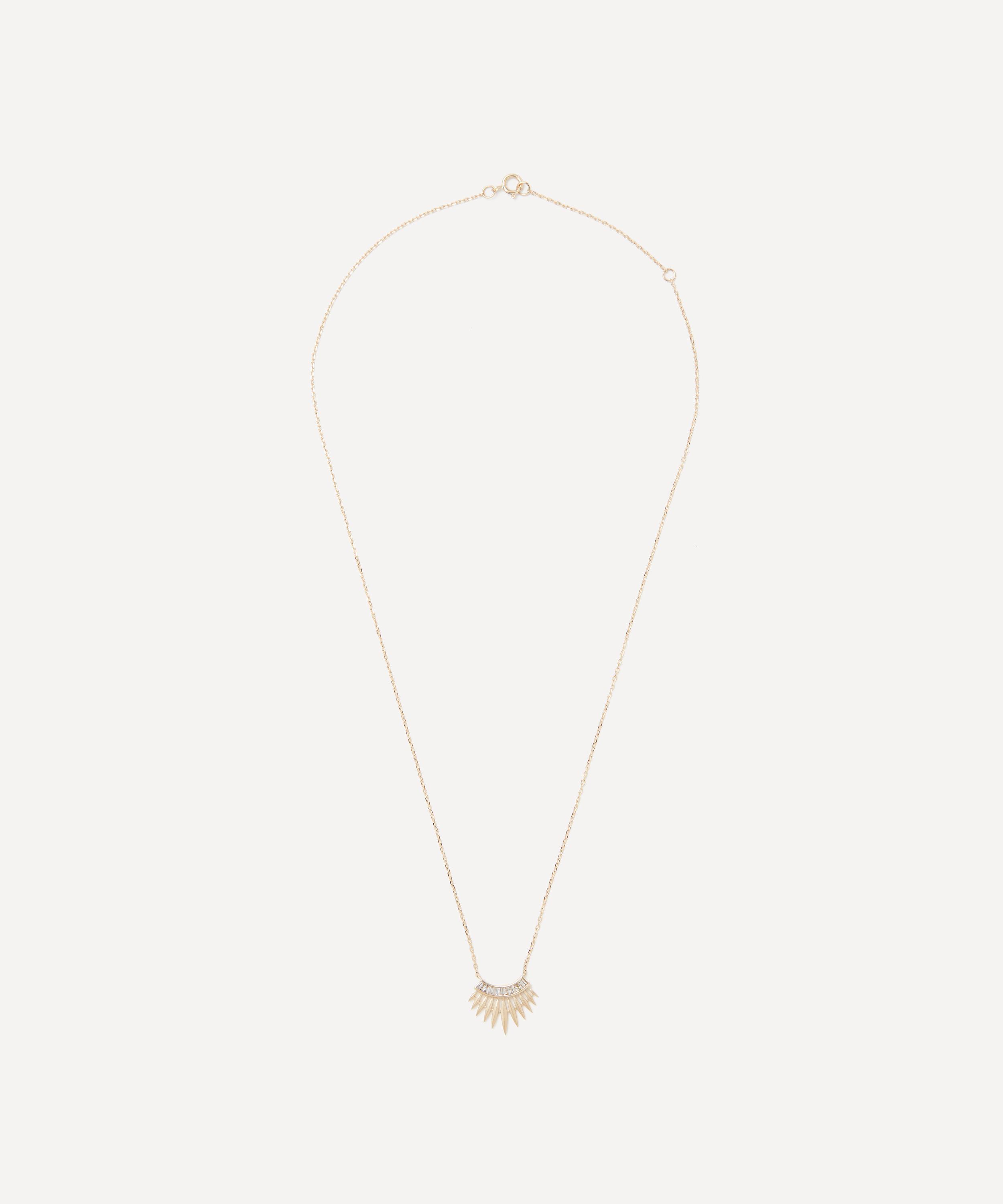 Celine Daoust - 14ct Gold Baguette Diamond Rising Sun Pendant Necklace image number 1