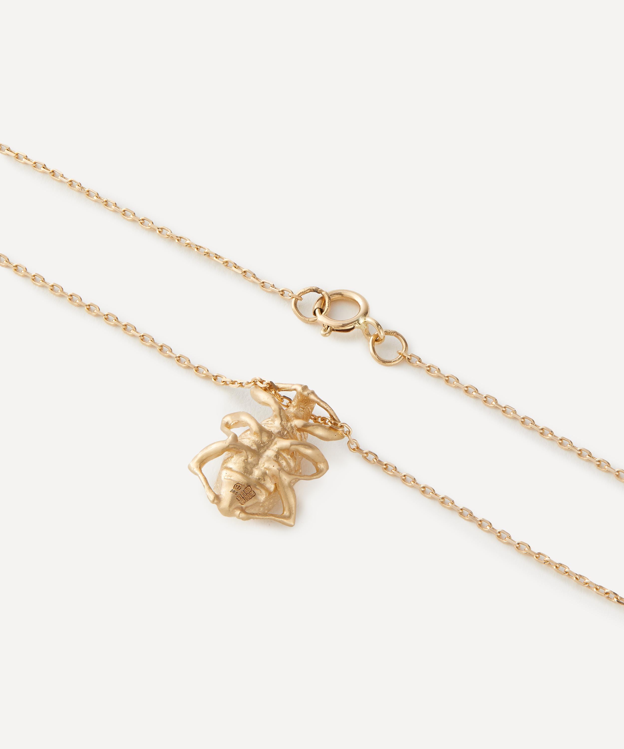 Celine Daoust - 14ct Gold Small Scarab and Marquise Diamond Pendant Necklace image number 2