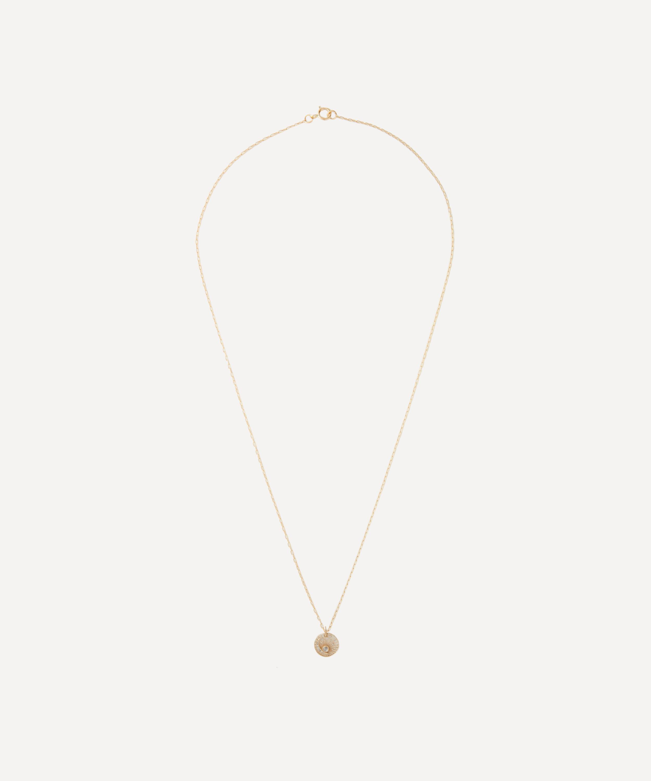 Celine Daoust - 14ct Gold Rosecut Grey Diamond and Diamond Moon Open Sun Pendant Necklace image number 1