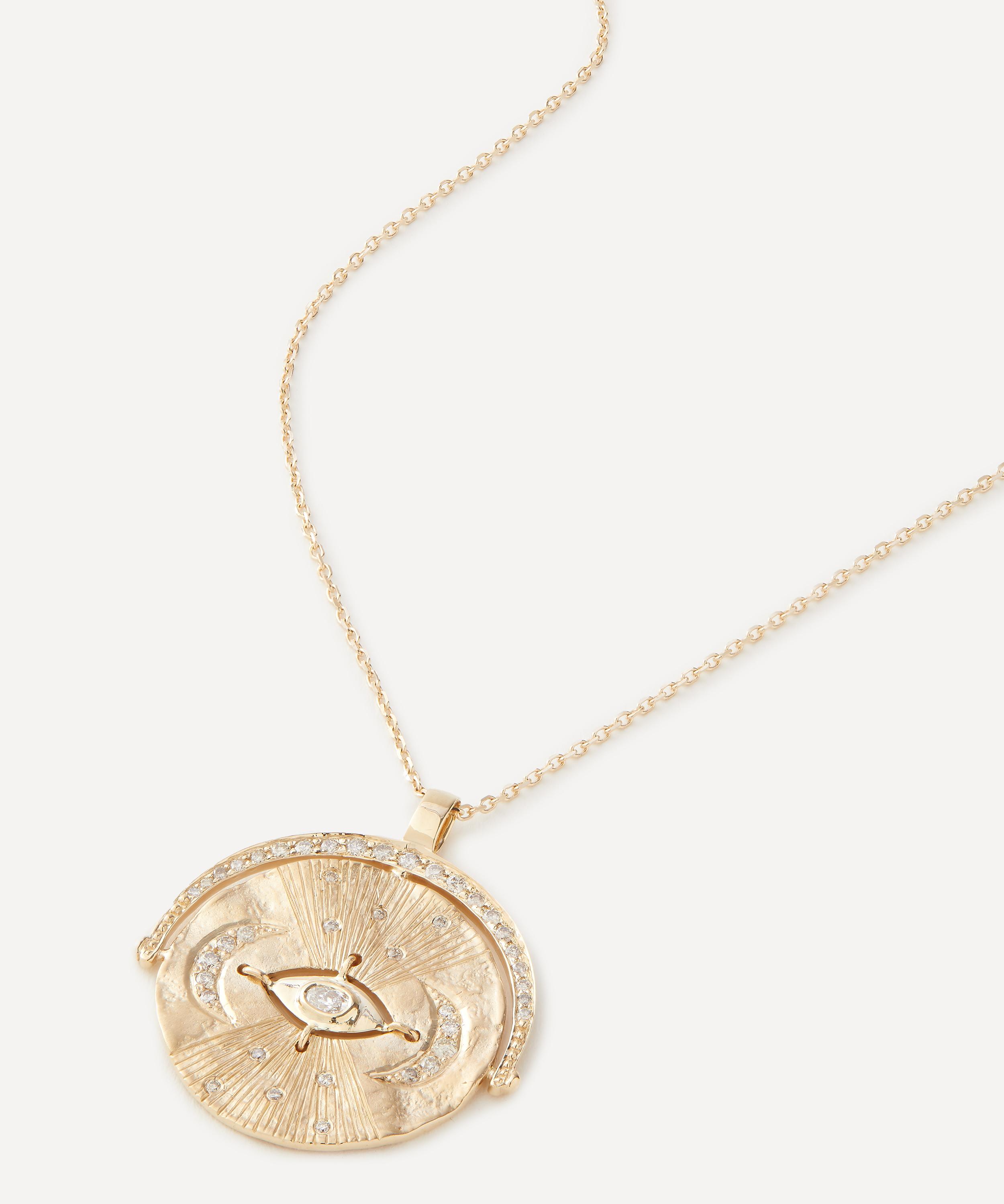 Celine Daoust - 14ct Gold Medal Eye and Diamond Pendant Necklace image number 0
