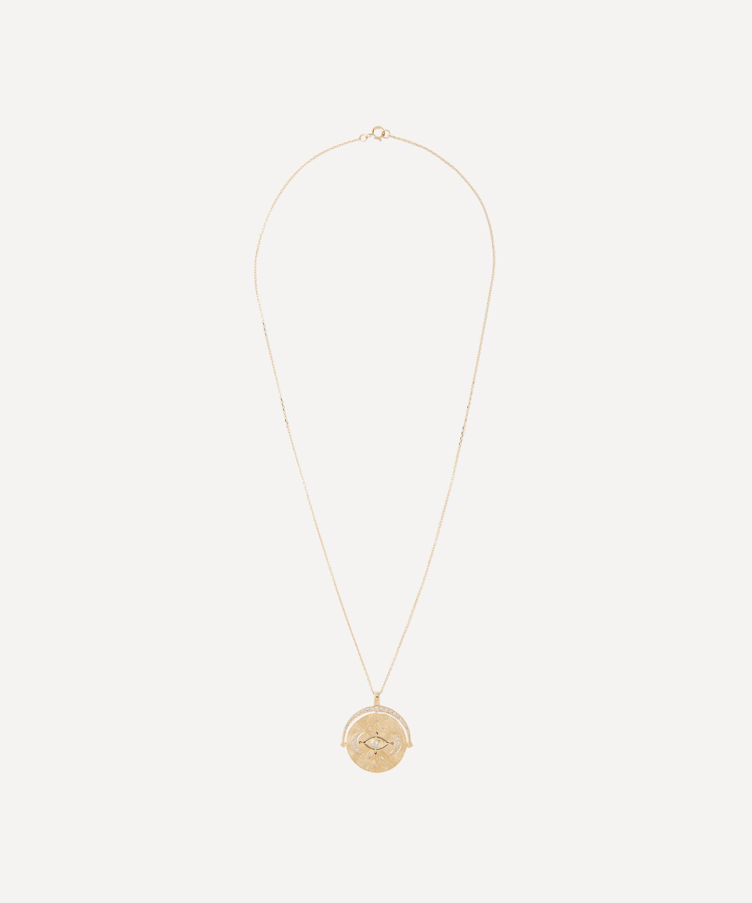 Celine Daoust - 14ct Gold Medal Eye and Diamond Pendant Necklace image number 1