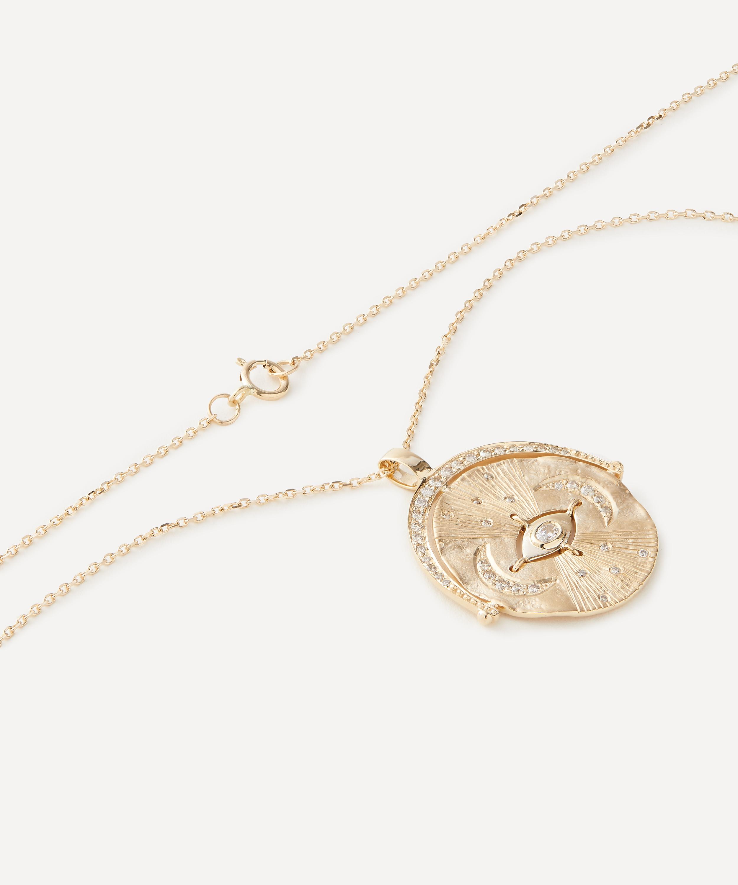 Celine Daoust - 14ct Gold Medal Eye and Diamond Pendant Necklace image number 2