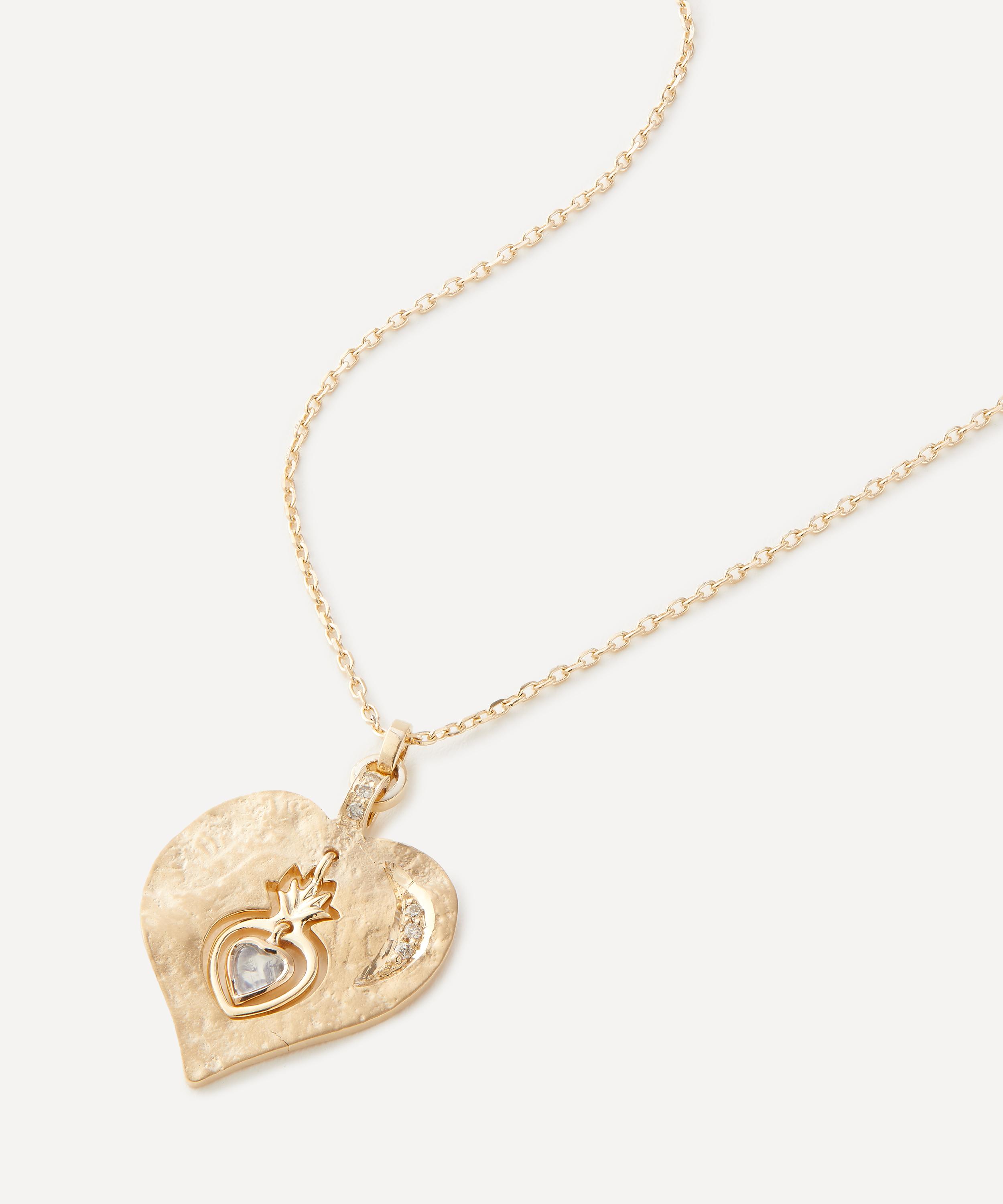 Celine Daoust - 14ct Gold Twin Flame Dangling Heart Moonstone Pendant Necklace image number 0