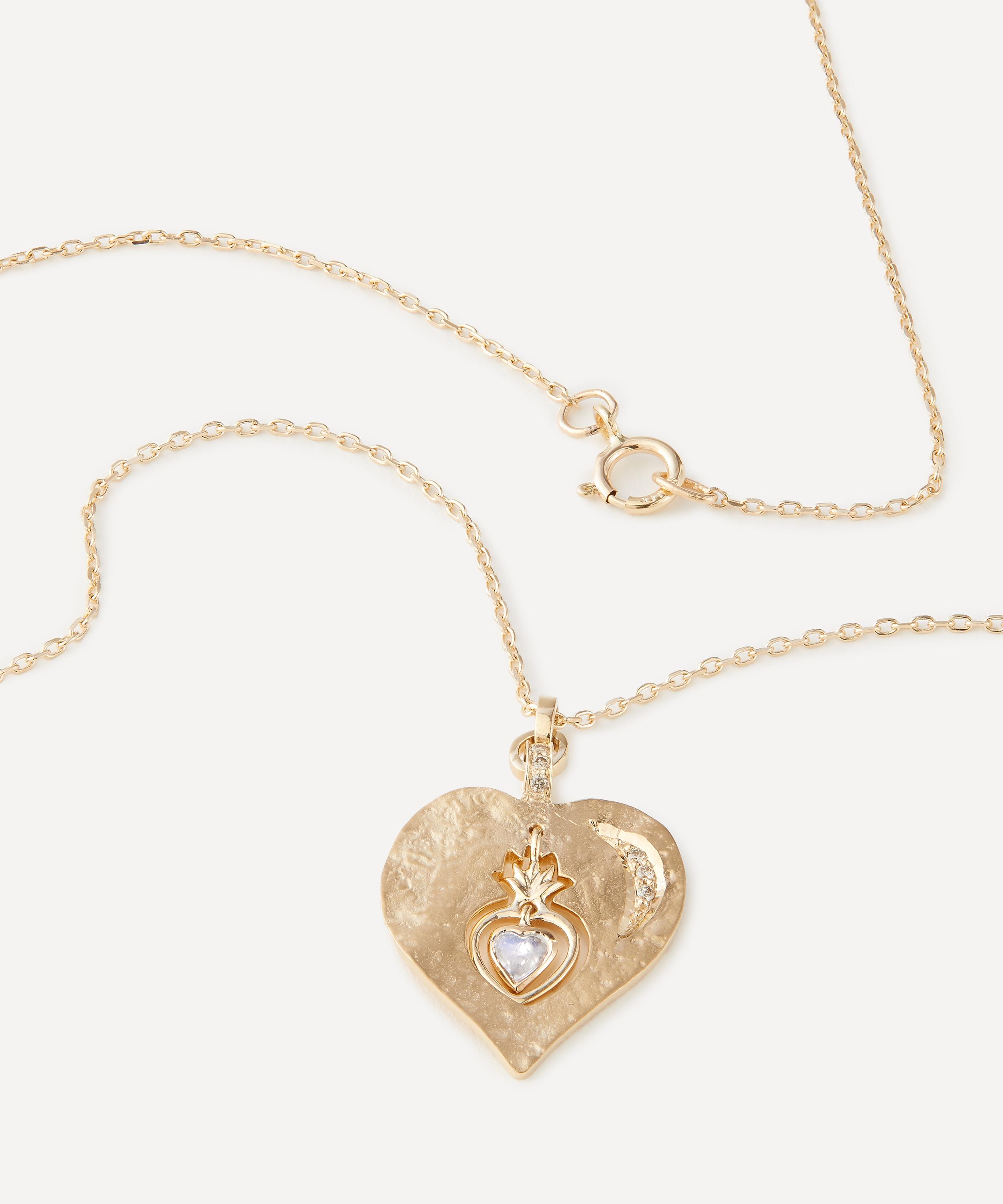 Celine Daoust - 14ct Gold Twin Flame Dangling Heart Moonstone Pendant Necklace image number 2