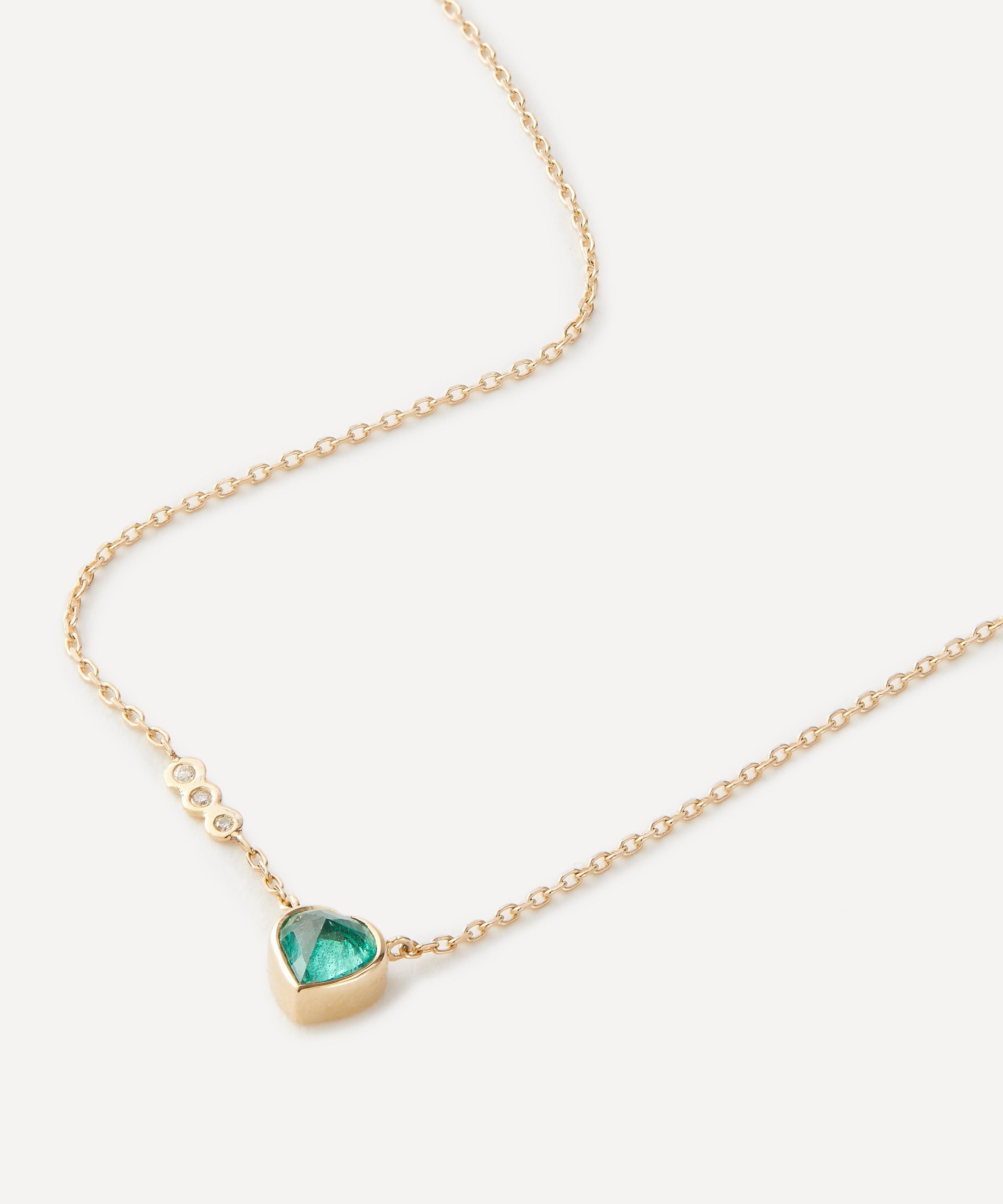 Celine Daoust - 14ct Gold Emerald and Three Small Diamonds Pendant Necklace image number 0