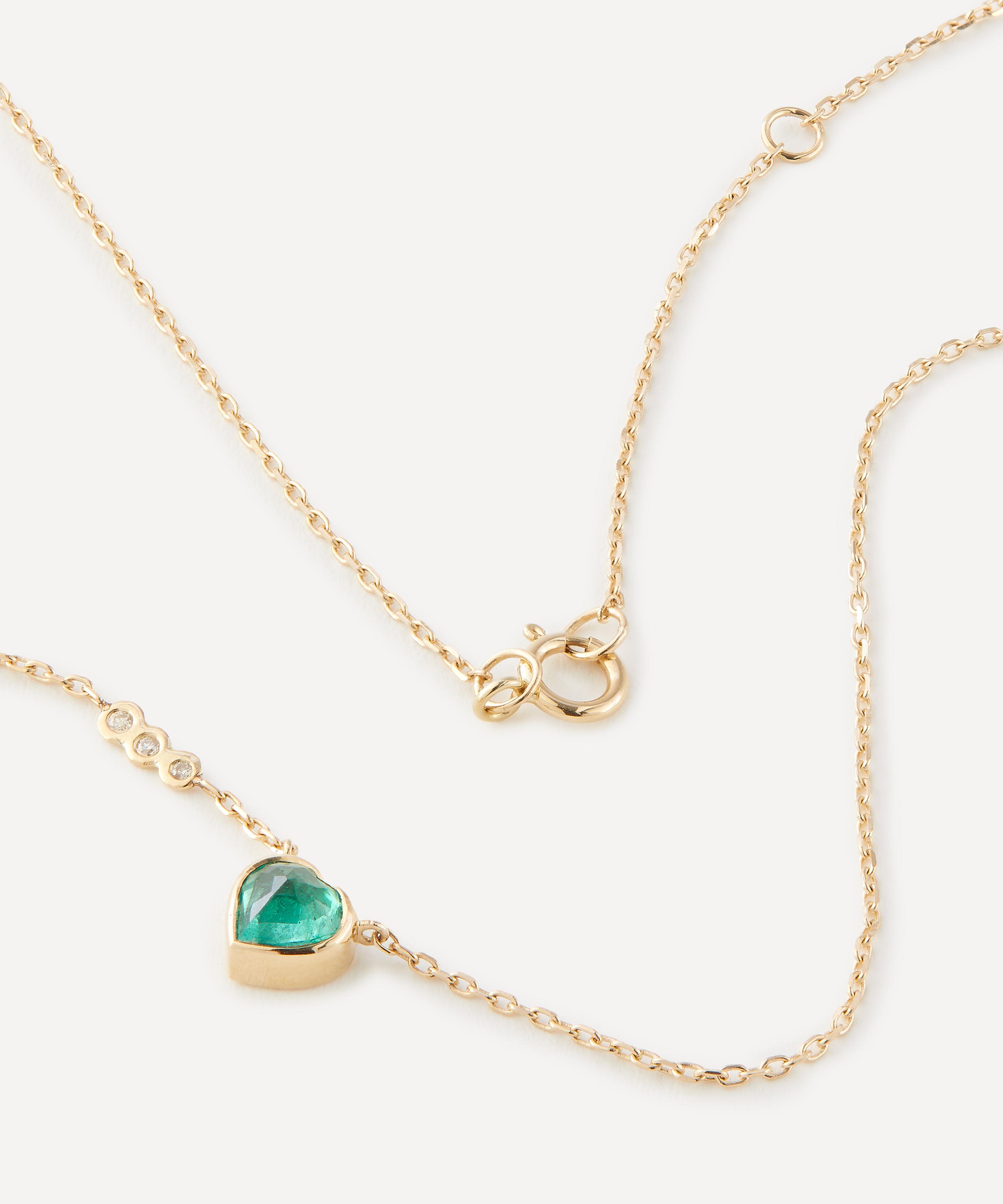 Celine Daoust - 14ct Gold Emerald and Three Small Diamonds Pendant Necklace image number 2
