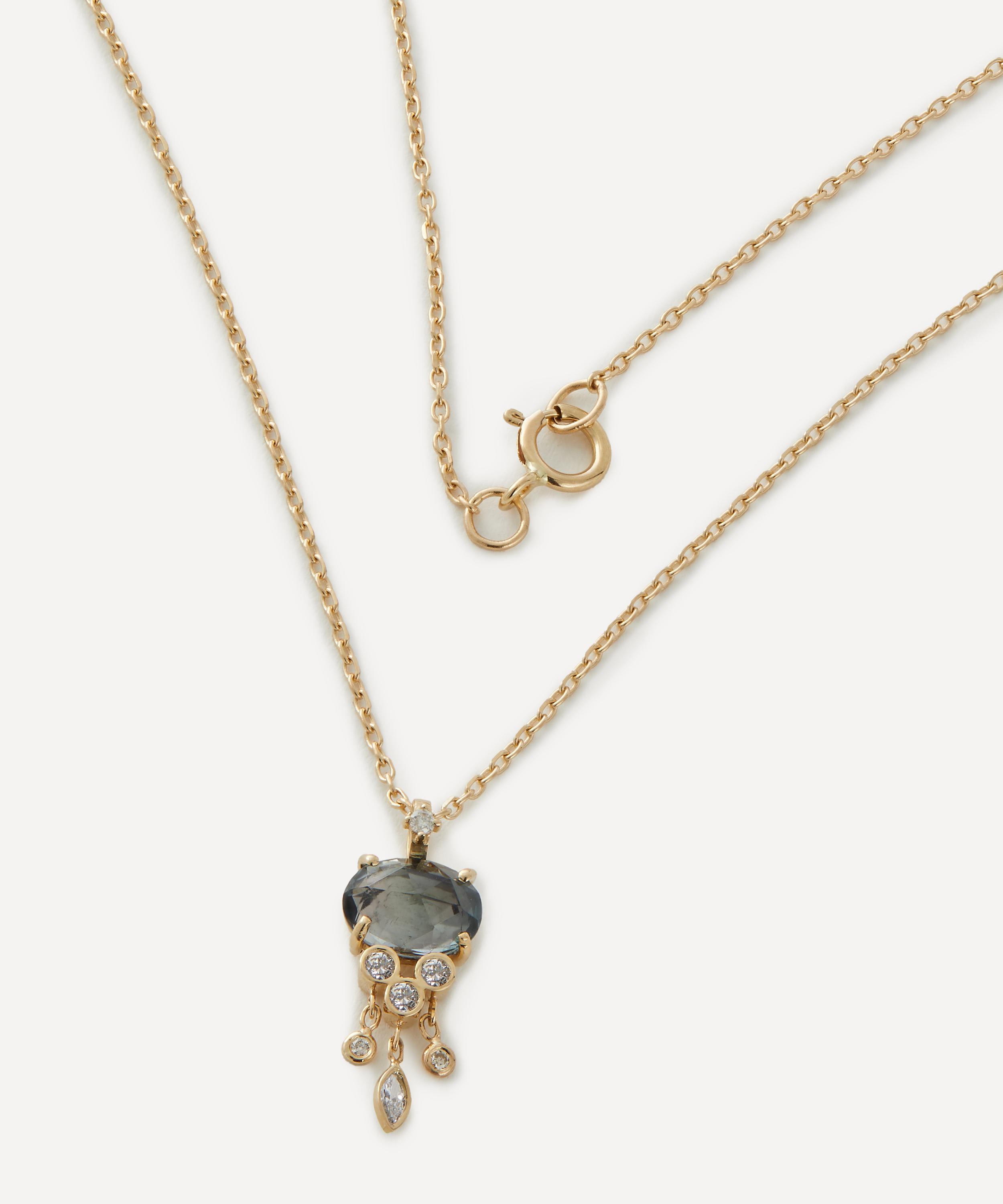 Celine Daoust - 14ct Gold Tourmaline and Dangling Diamonds Jellyfish Pendant Necklace image number 2