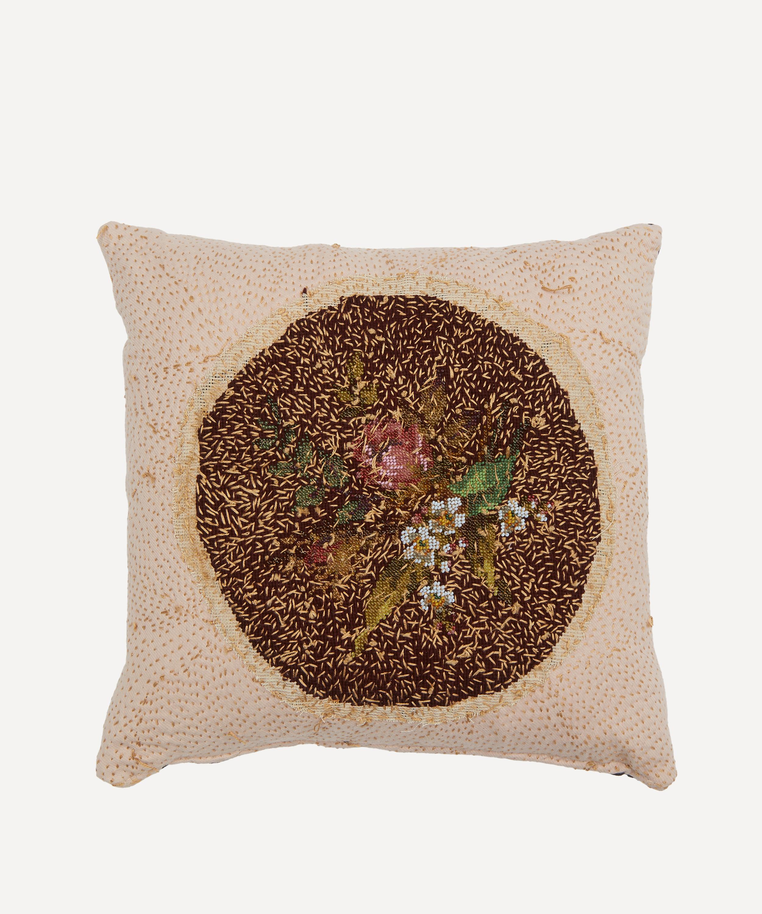 By Walid - Antique Floral Textile Cushion 1302