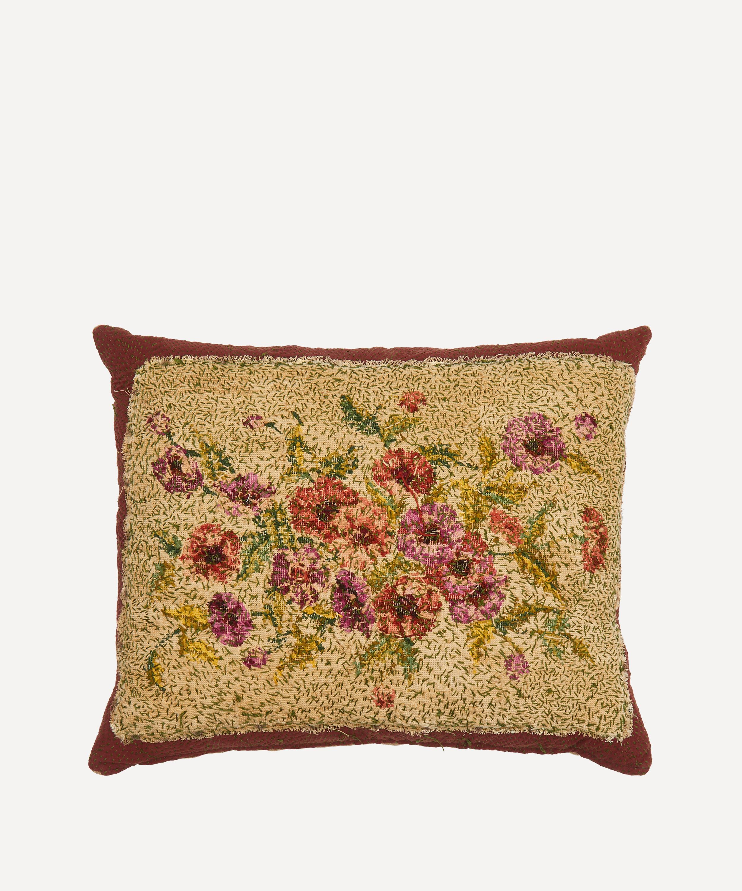 By Walid - Antique Floral Textile Cushion 1305