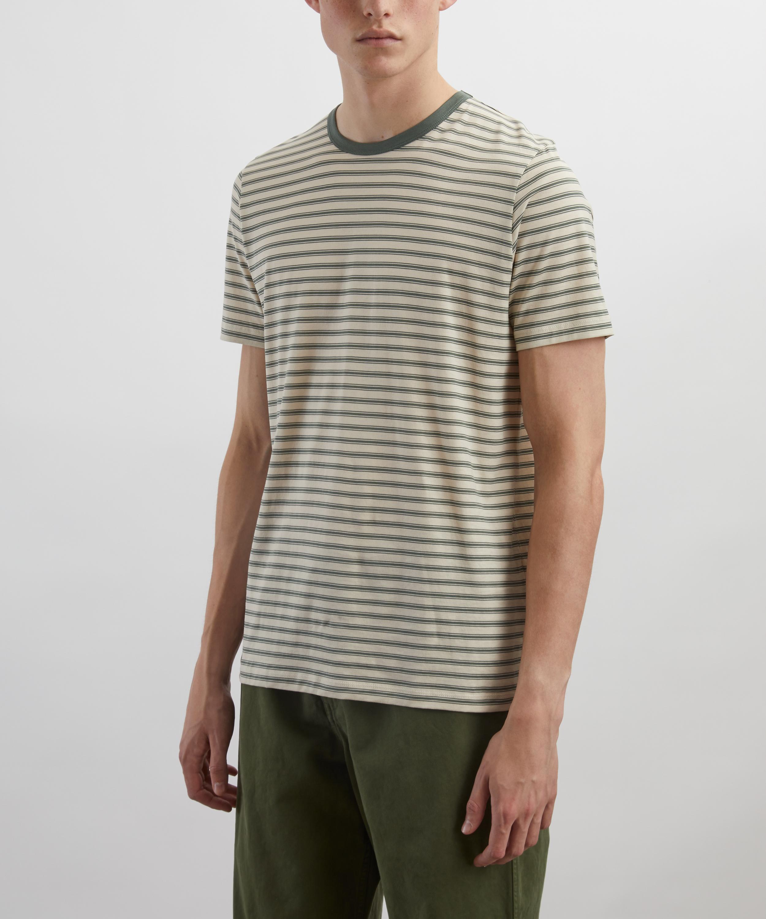 Sunspel - Dusk Green Vintage Stripe T-Shirt image number 2