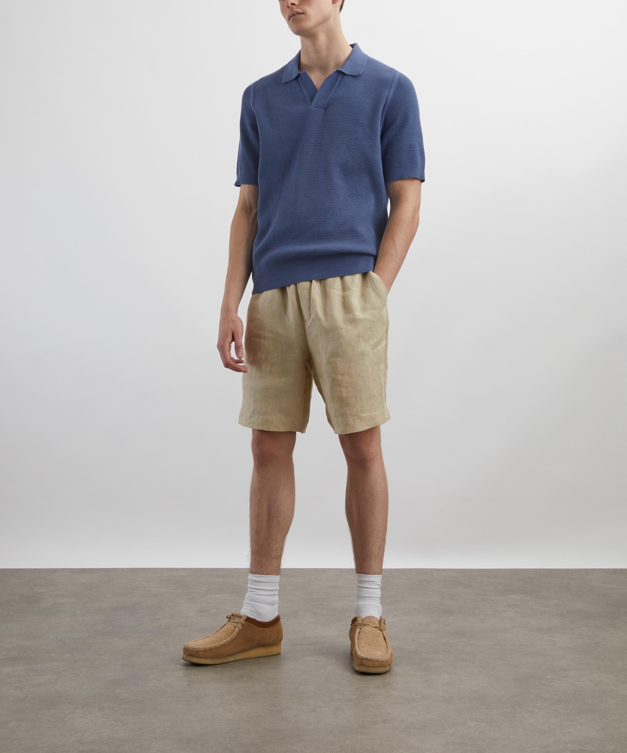 Sunspel - Light Sand Cotton-Linen Drawstring Shorts image number 1