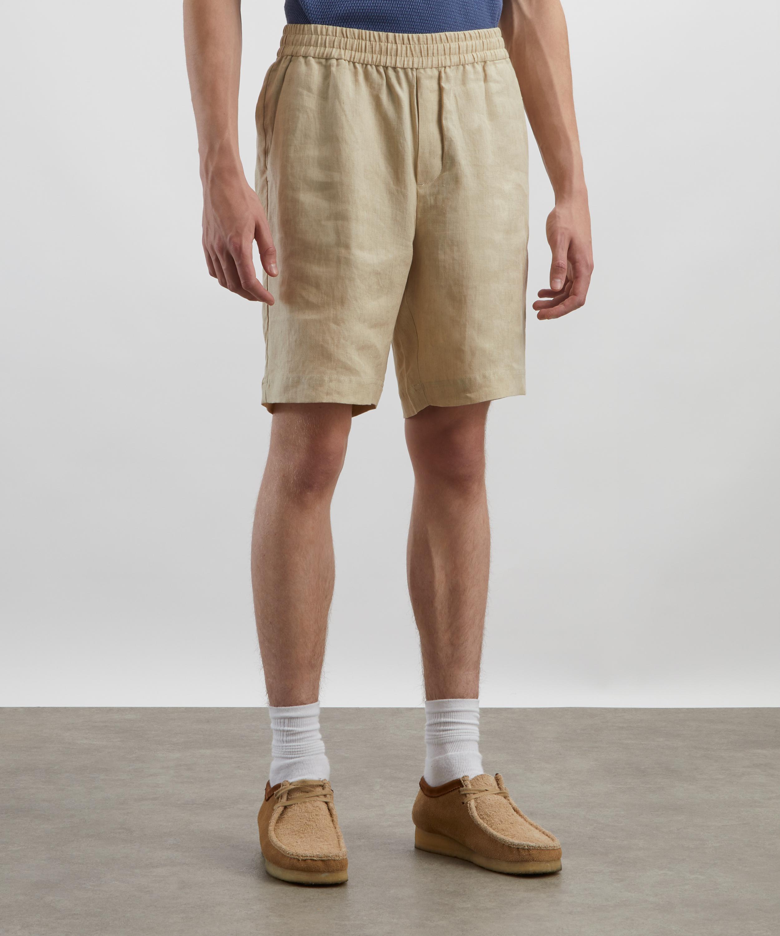 Sunspel - Light Sand Cotton-Linen Drawstring Shorts image number 2