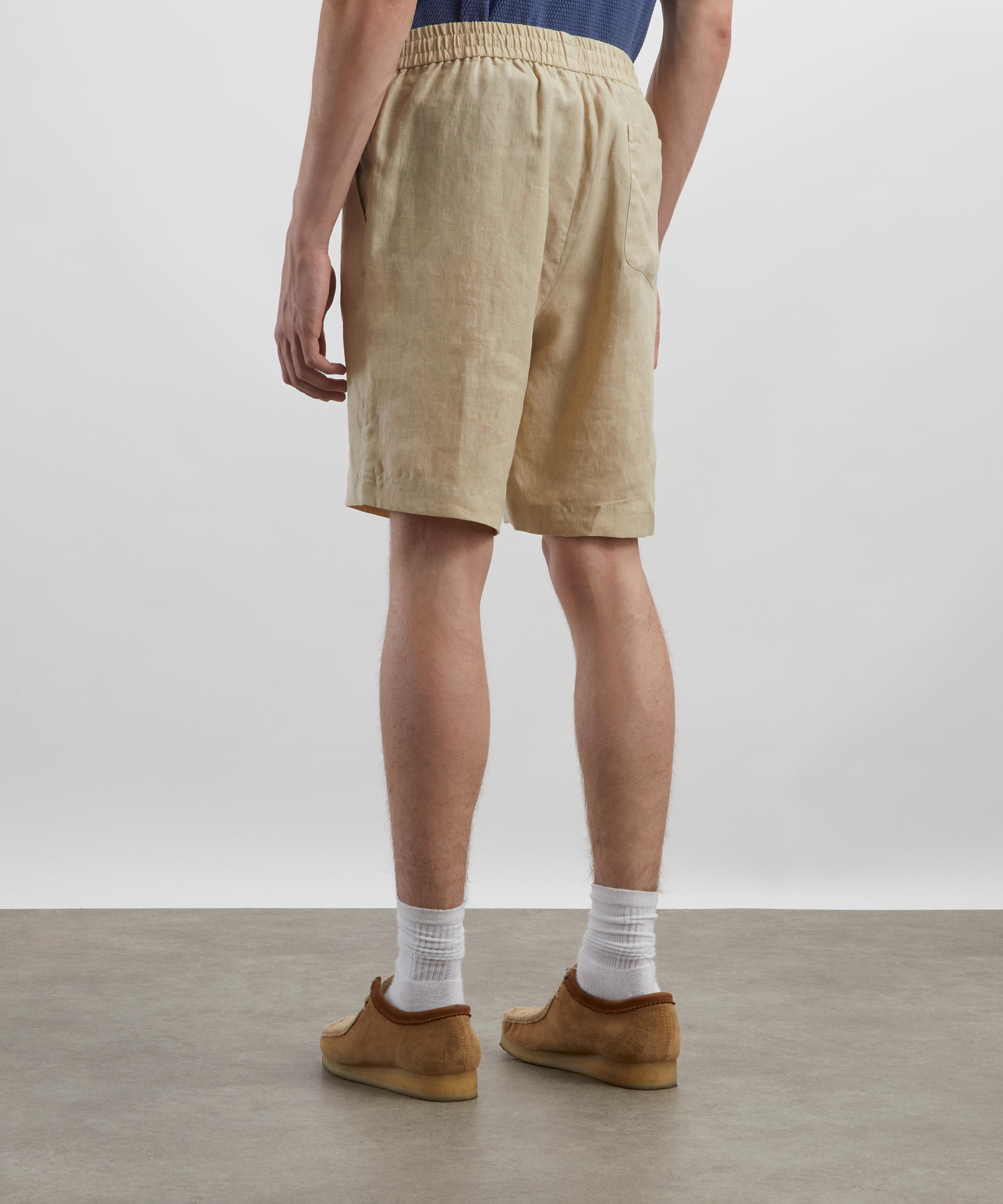 Sunspel - Light Sand Cotton-Linen Drawstring Shorts image number 3