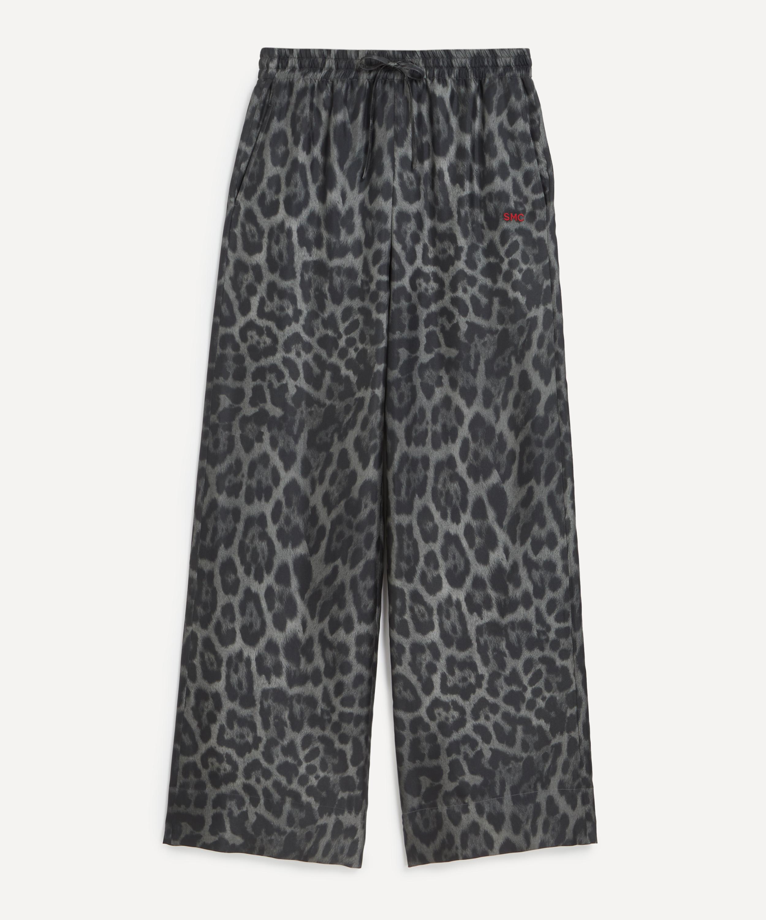 Stella McCartney - Ash Grey Oversized Drawstring Leopard Trousers image number 0