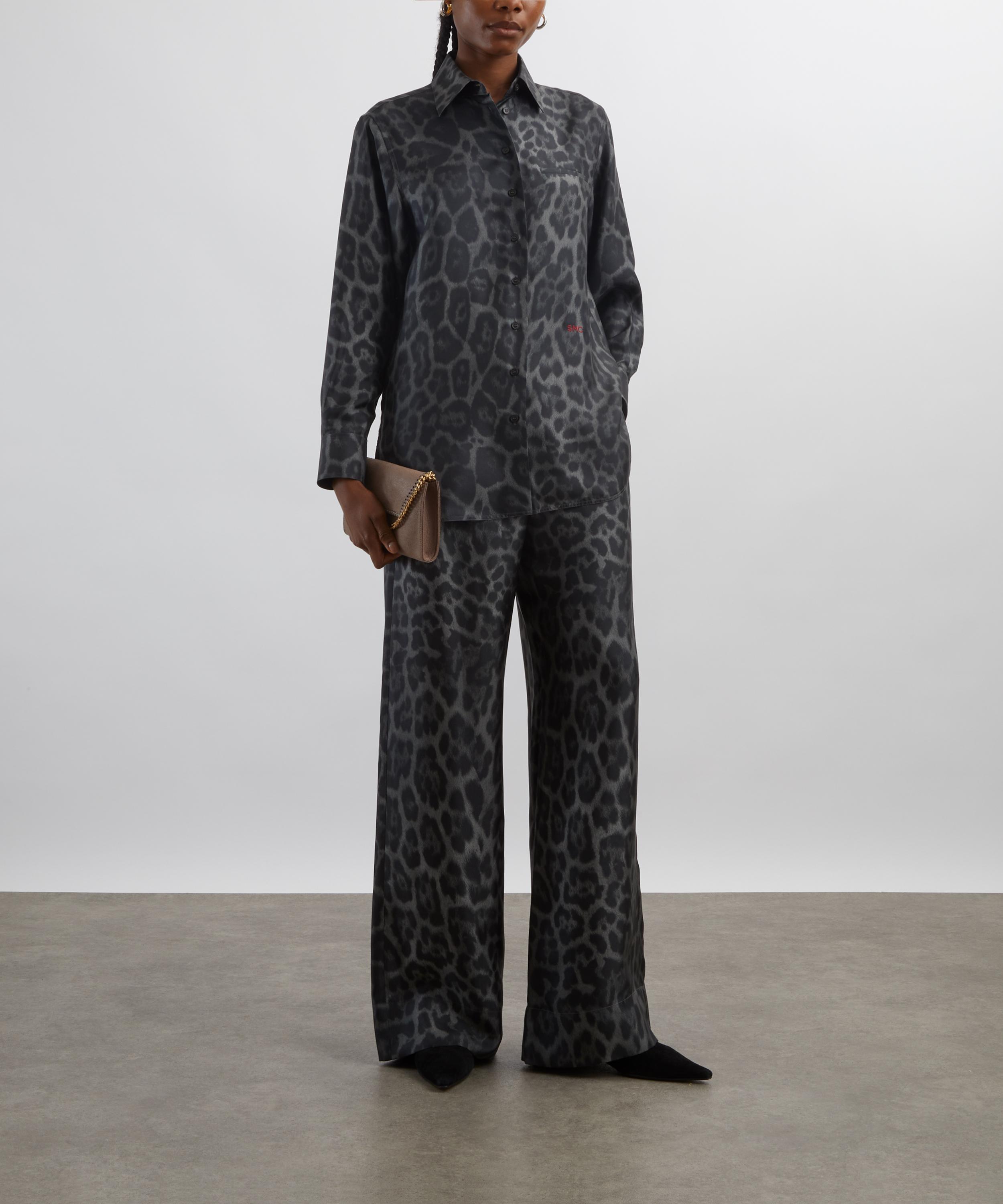 Stella McCartney - Ash Grey Oversized Drawstring Leopard Trousers image number 1