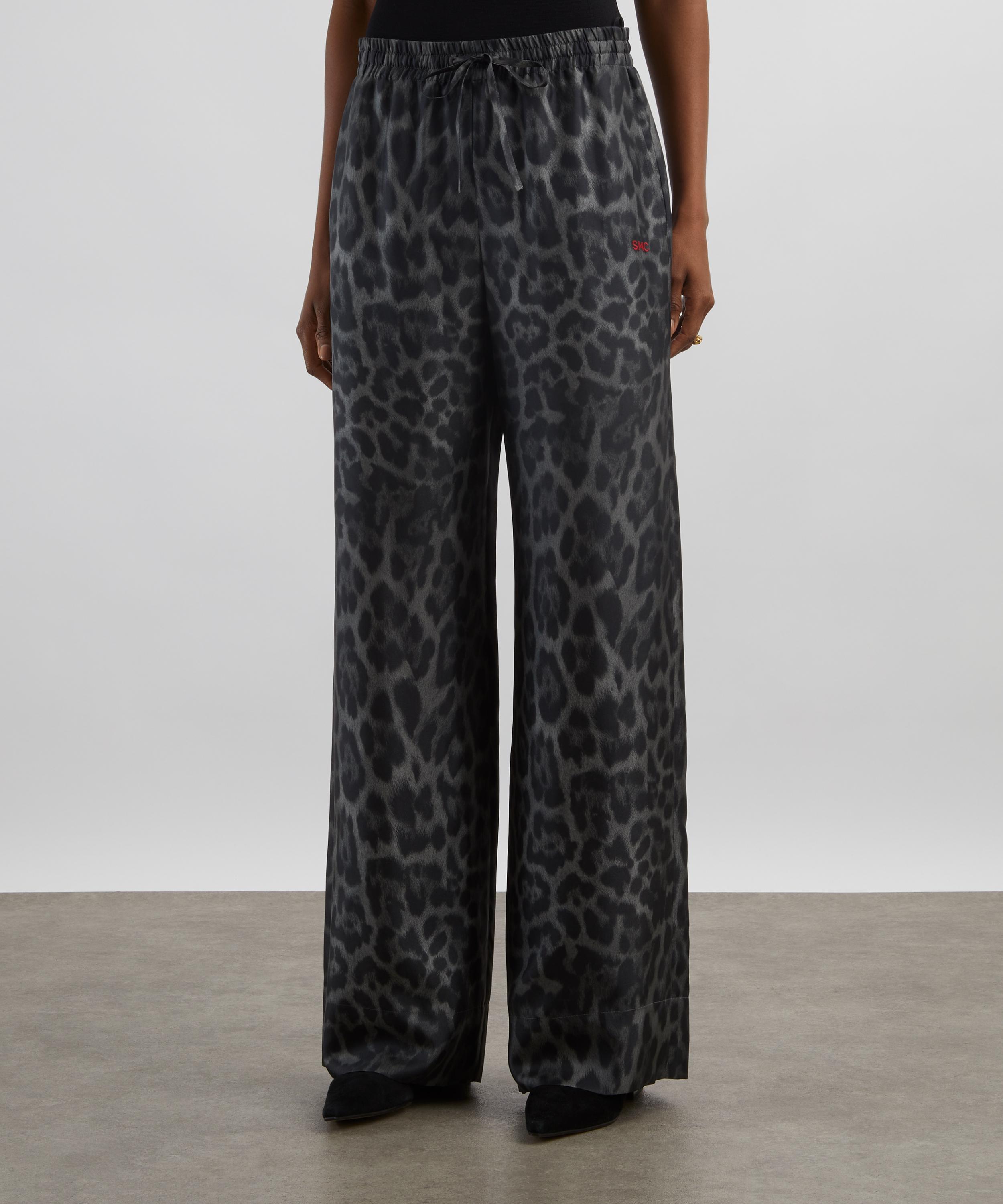 Stella McCartney - Ash Grey Oversized Drawstring Leopard Trousers image number 2