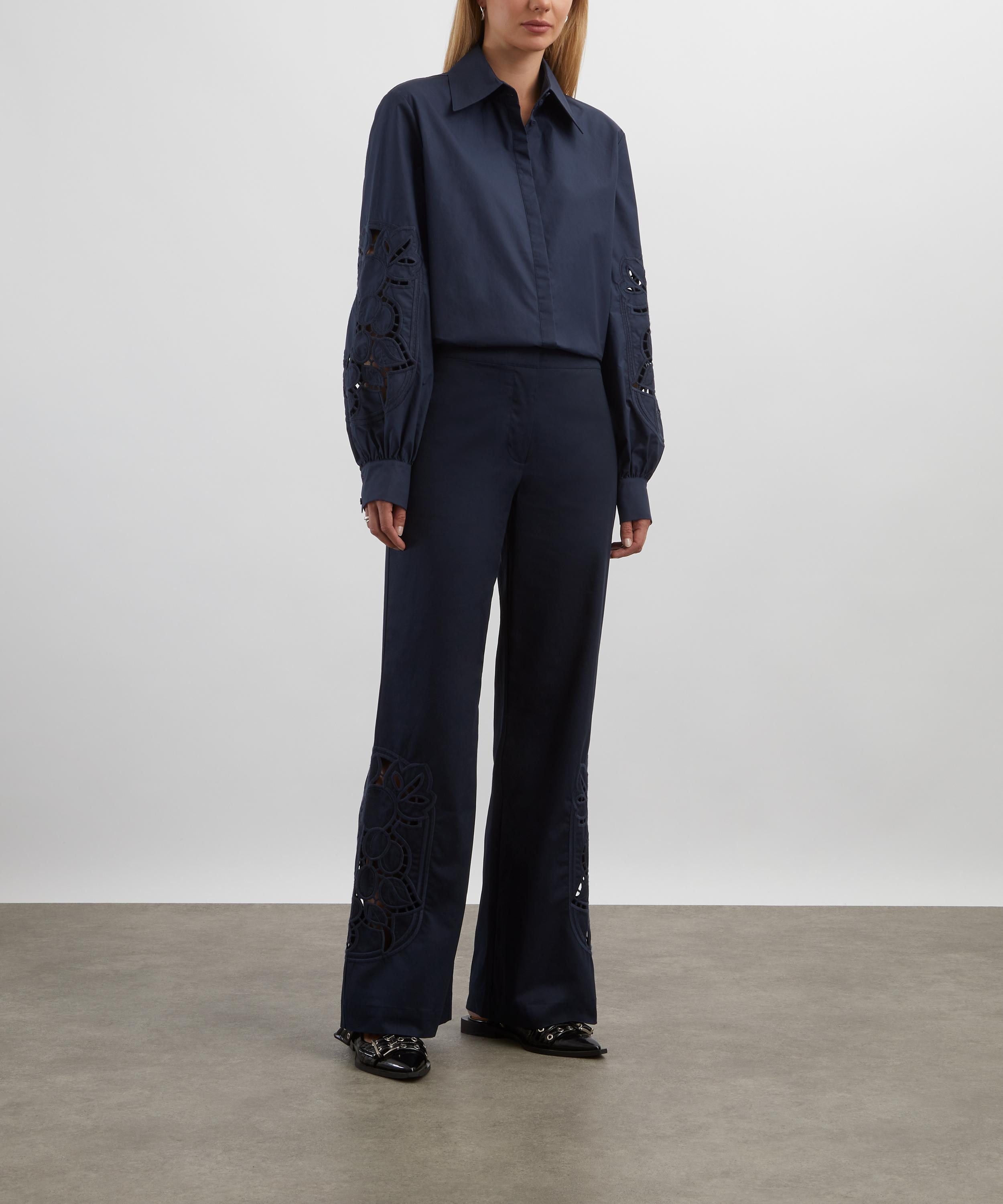 Clea - Roma Navy Embroidery Trousers image number 1