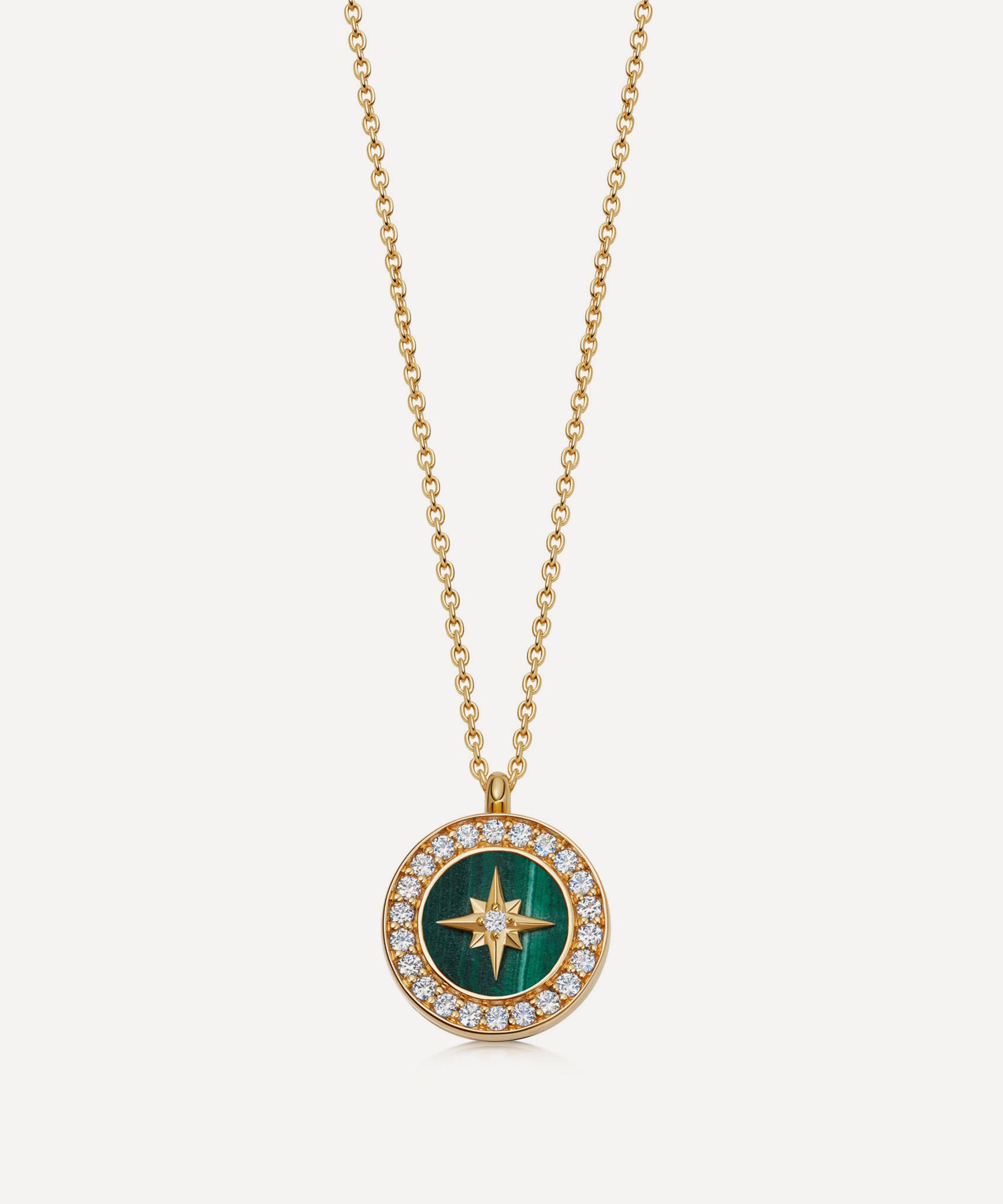 Astley Clarke - 18ct Gold Plated Vermeil Silver Polaris Malachite Locket Necklace image number 0