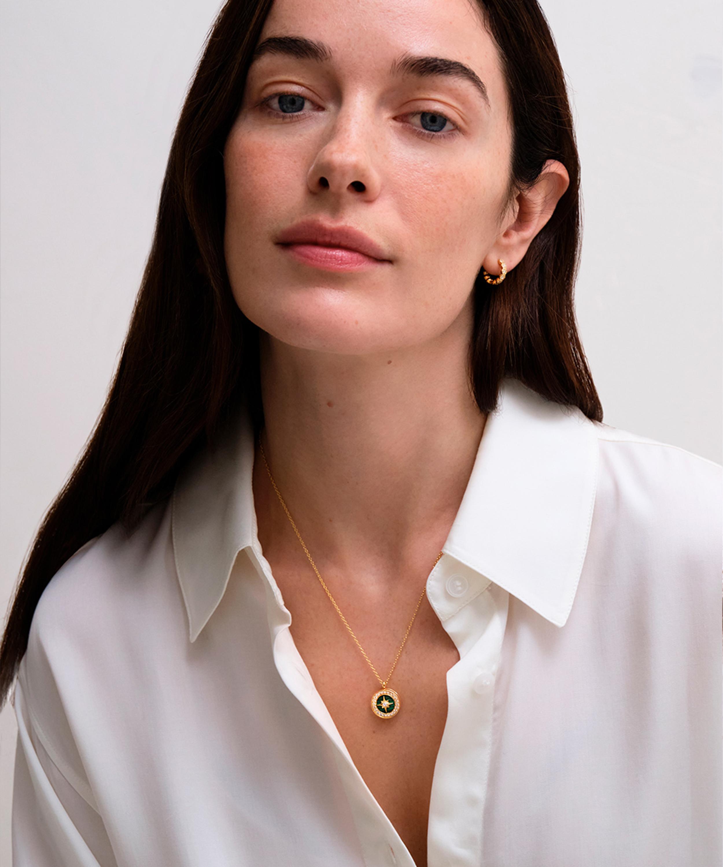 Astley Clarke - 18ct Gold Plated Vermeil Silver Polaris Malachite Locket Necklace image number 1